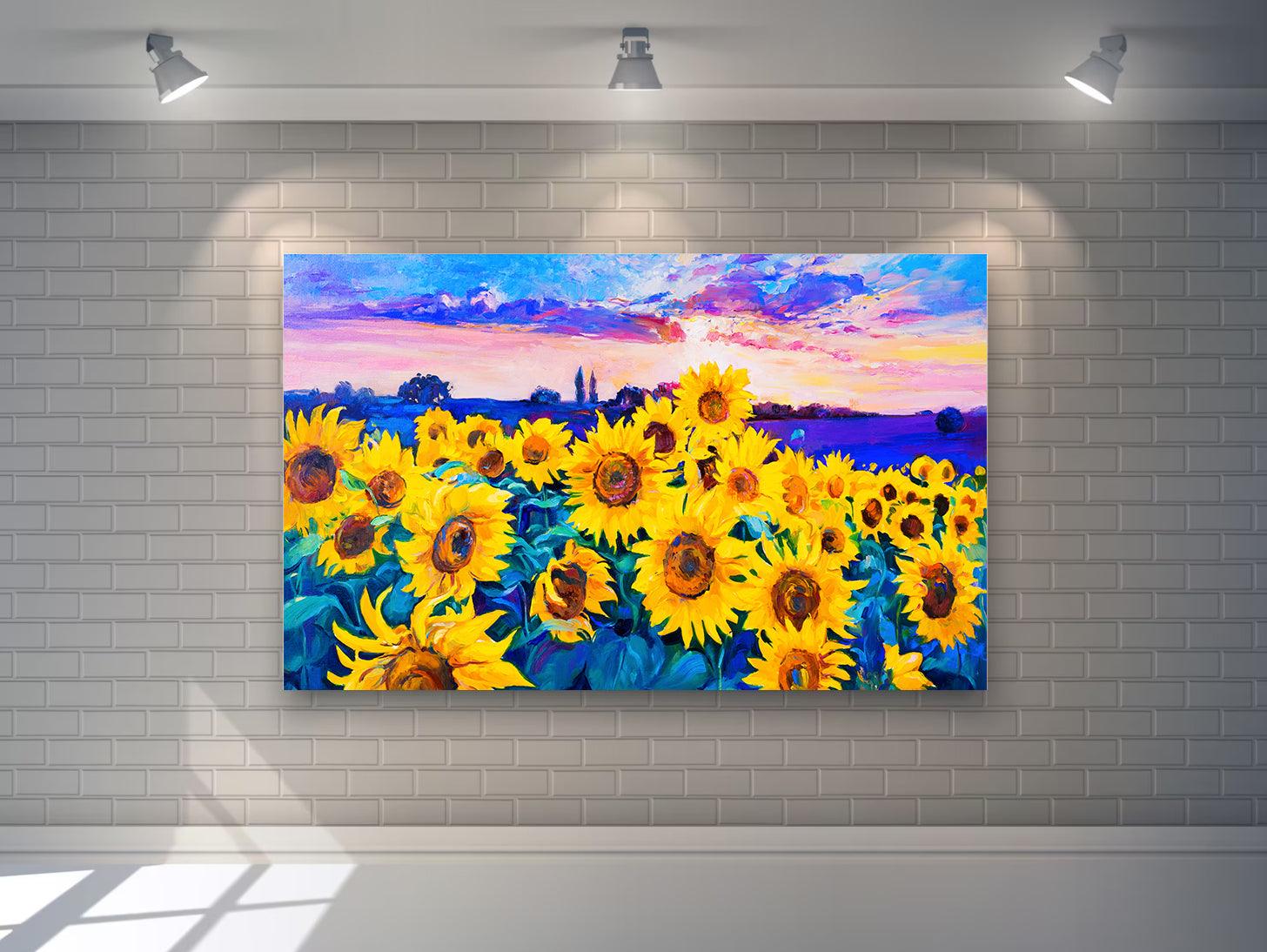 Peinture sur toile - Champ de tournesols
