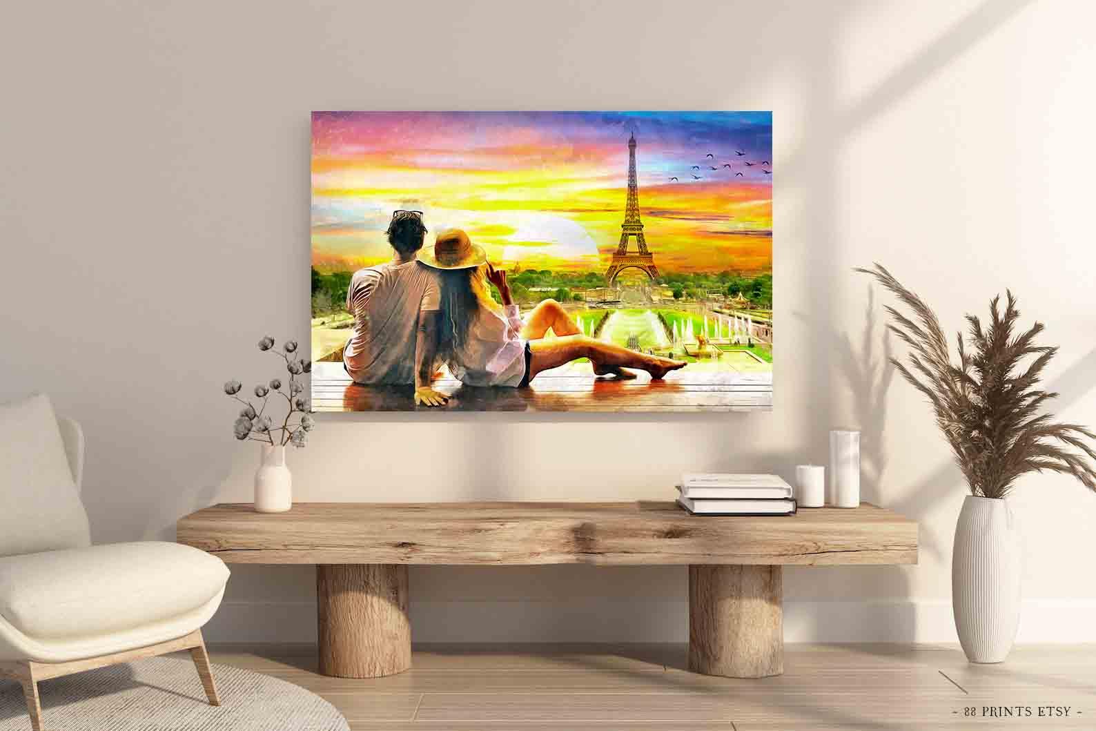 Tablou Canvas - Cuplu si turnul Eiffel