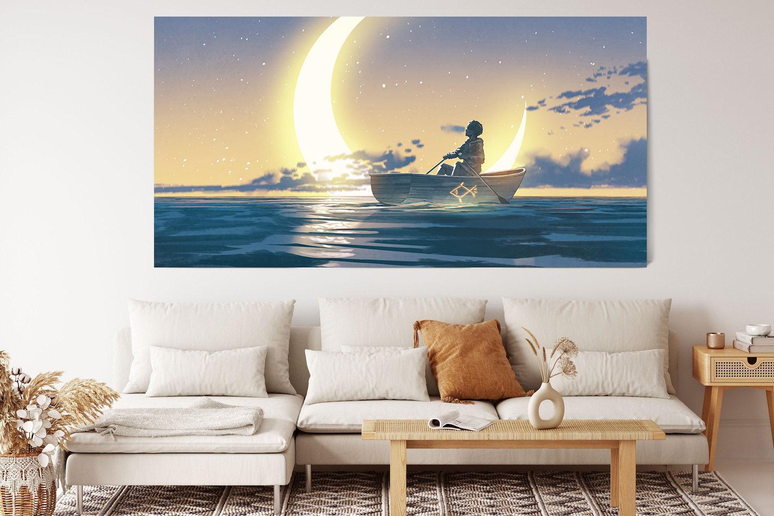 Peinture sur toile - Le garçon sur le bateau