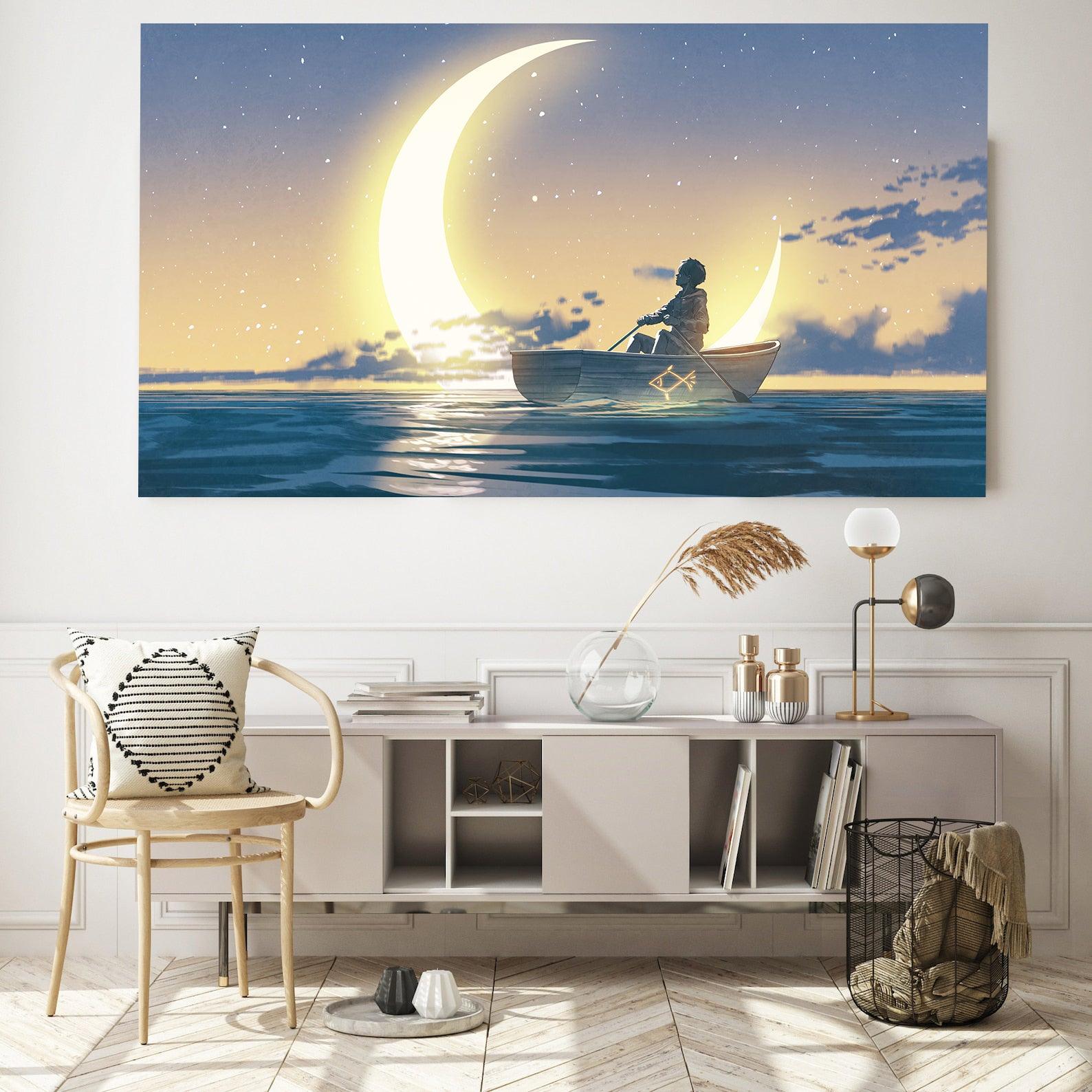 Peinture sur toile - Le garçon sur le bateau