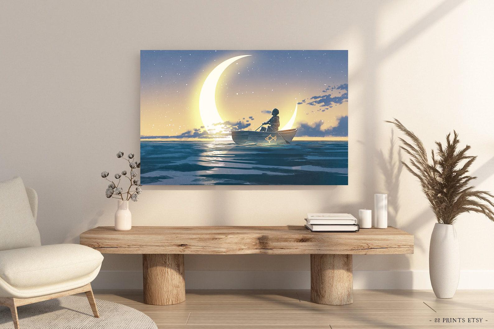 Peinture sur toile - Le garçon sur le bateau