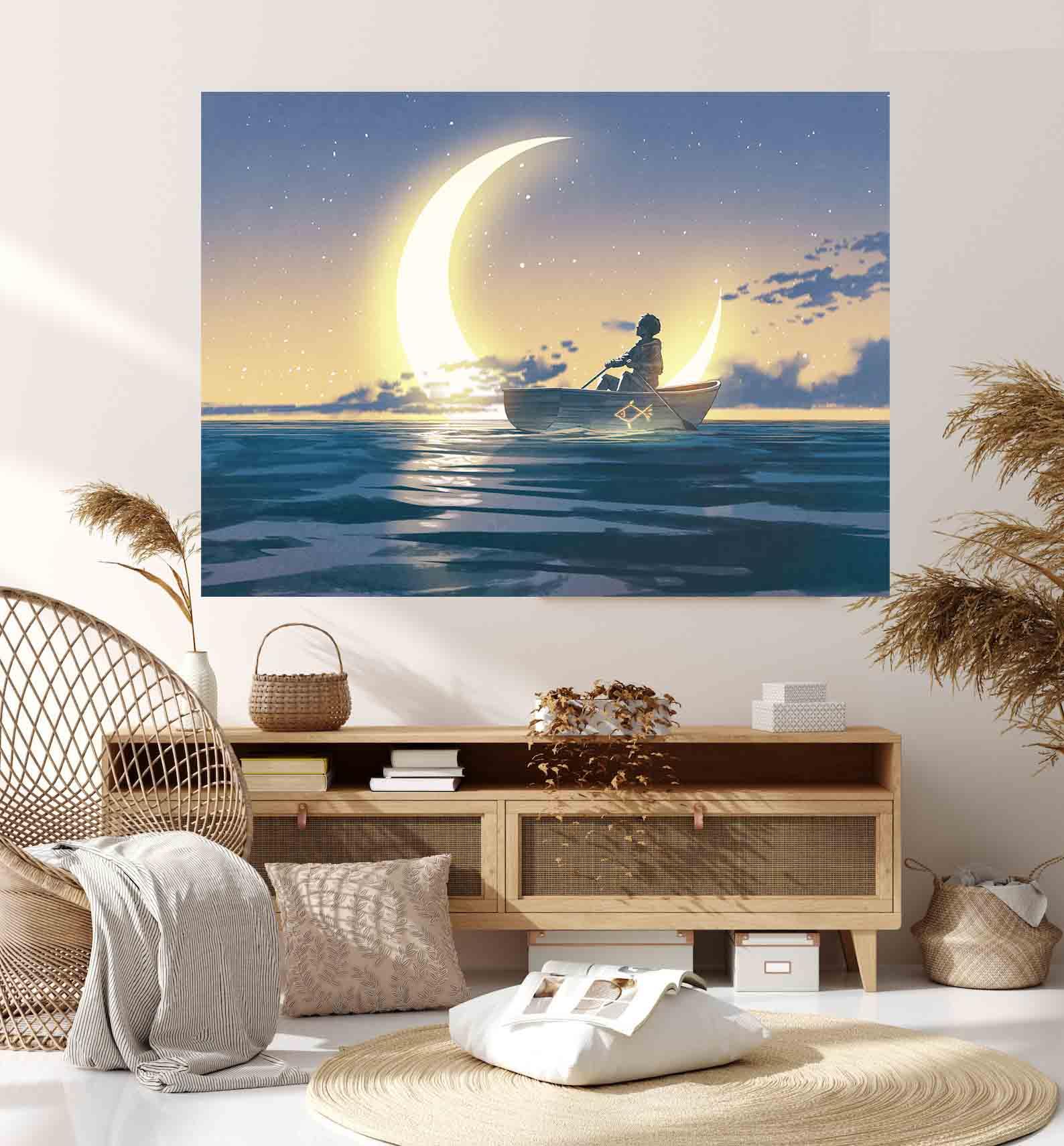 Peinture sur toile - Le garçon sur le bateau