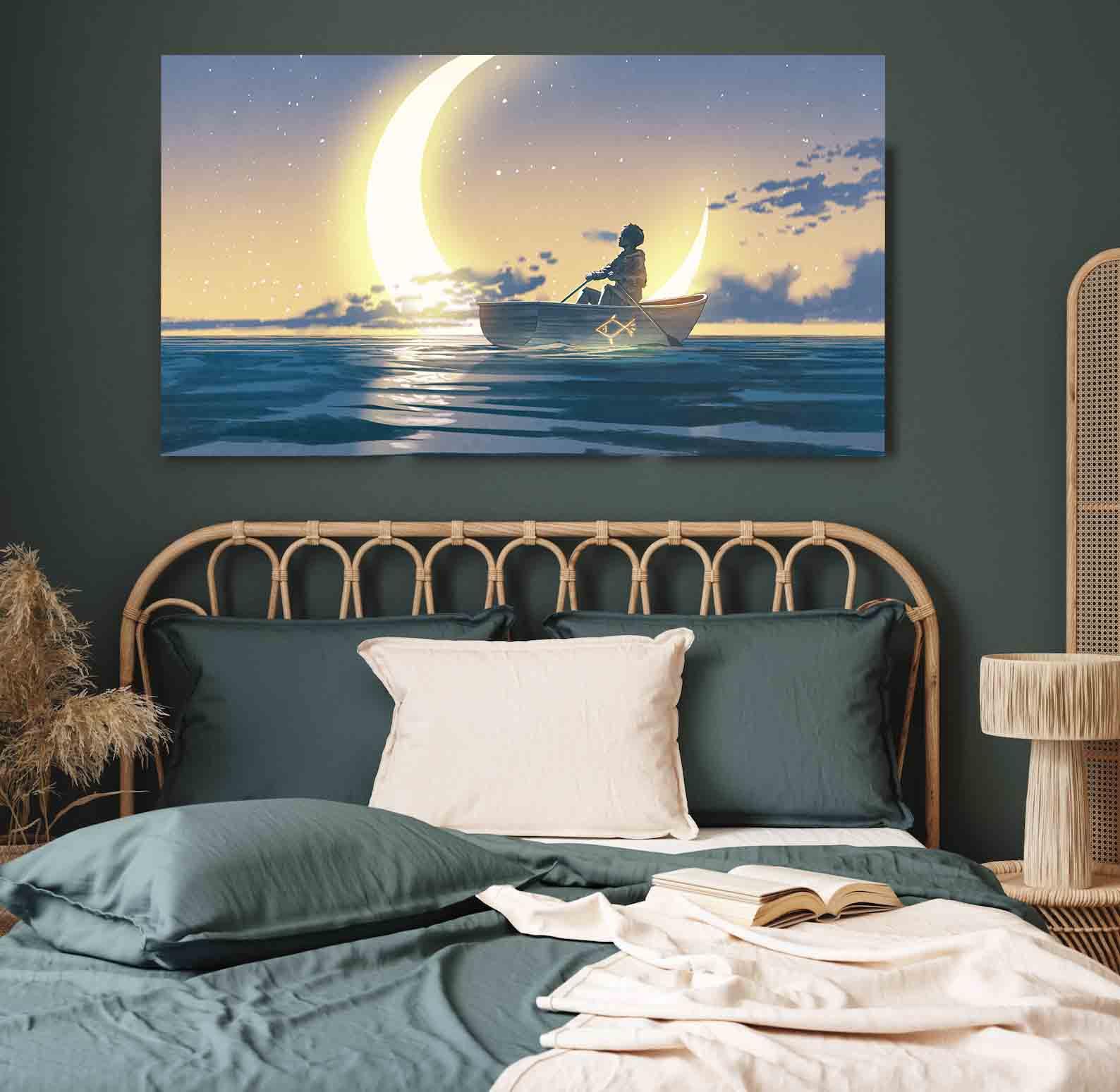 Peinture sur toile - Le garçon sur le bateau