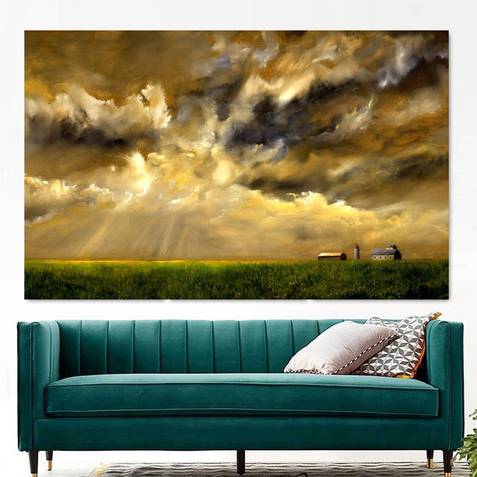 Tablou Canvas - Grainfield with storm