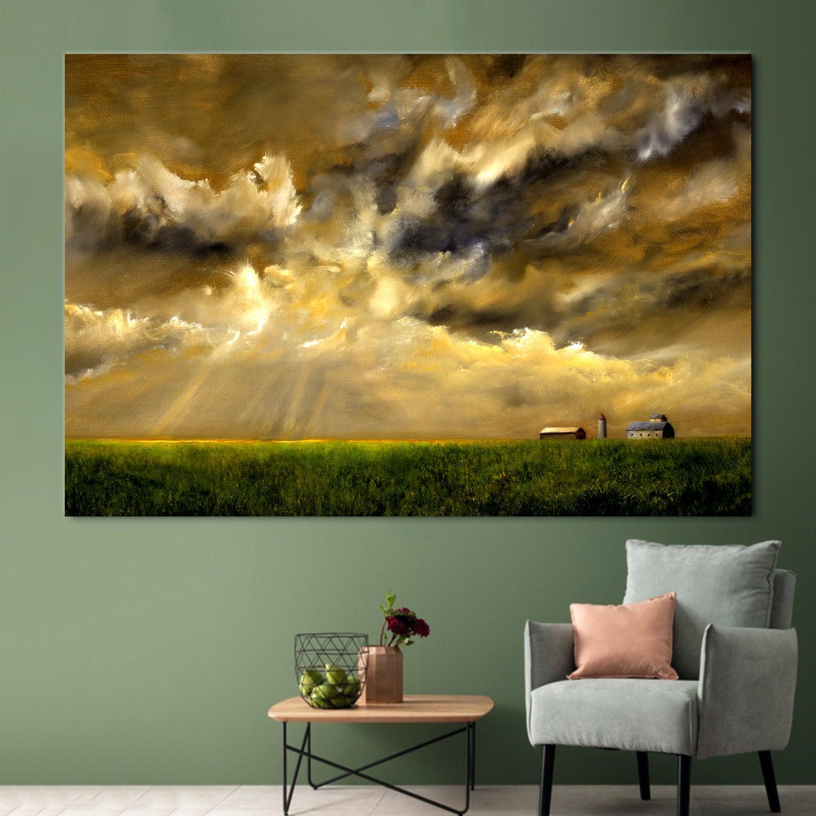Tablou Canvas - Grainfield with storm