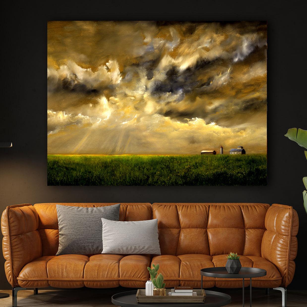 Tablou Canvas - Grainfield with storm
