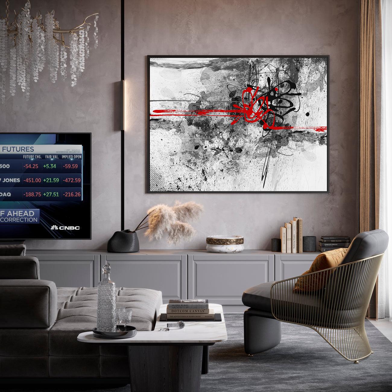 Tablou Canvas - Abstract rosu si negru
