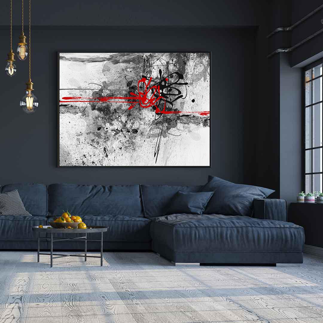 Tablou Canvas - Abstract rosu si negru