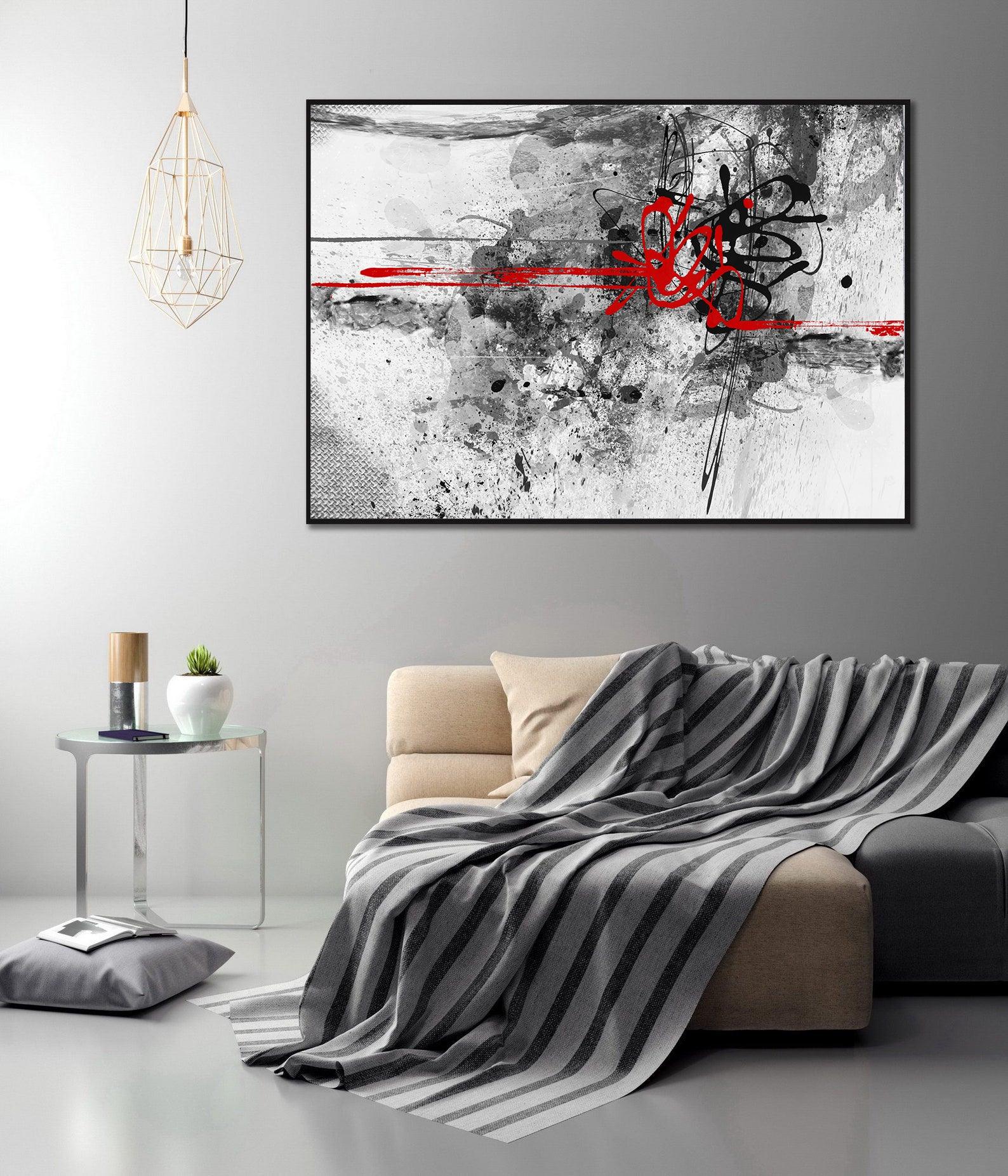 Tablou Canvas - Abstract rosu si negru
