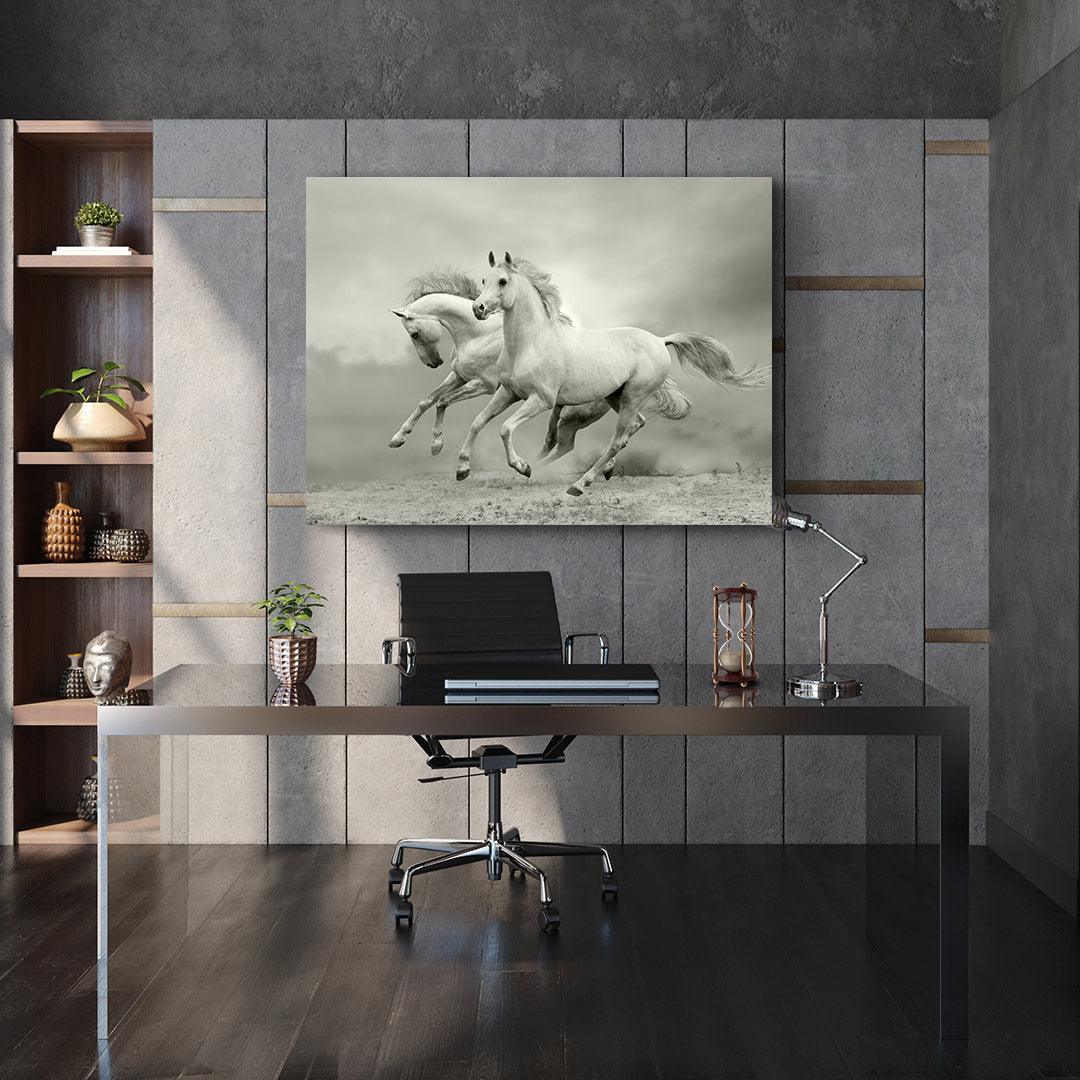 Tablou Canvas - Caii albi