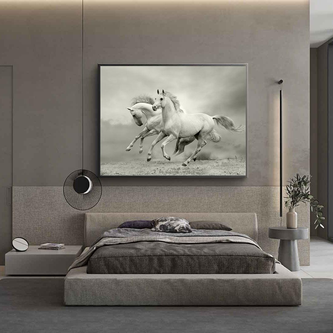 Tablou Canvas - Caii albi