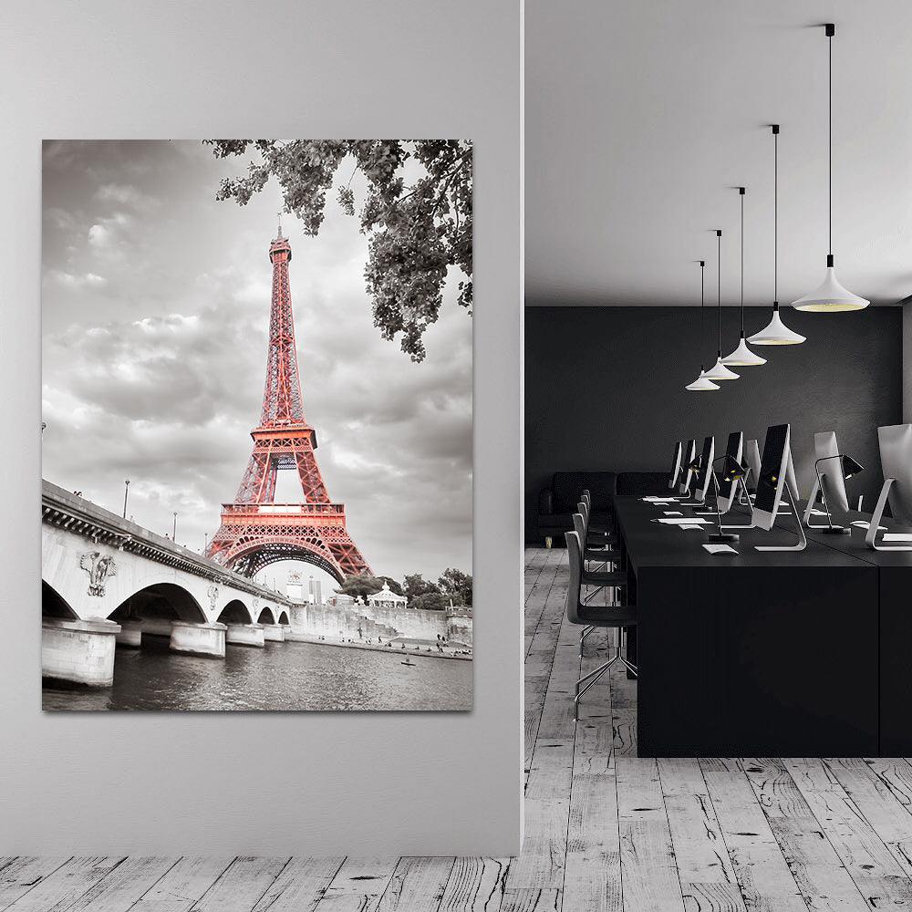 Tablou Canvas - Turnul Eiffel alb-negru