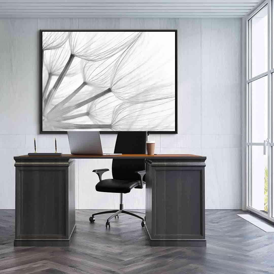 Peinture sur toile – Pissenlit noir et blanc