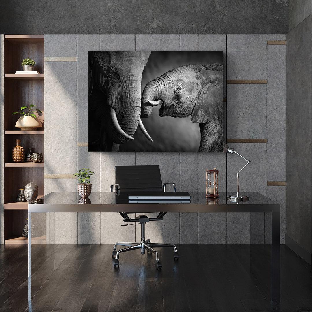 Tablou Canvas - Elefanti alb-negru