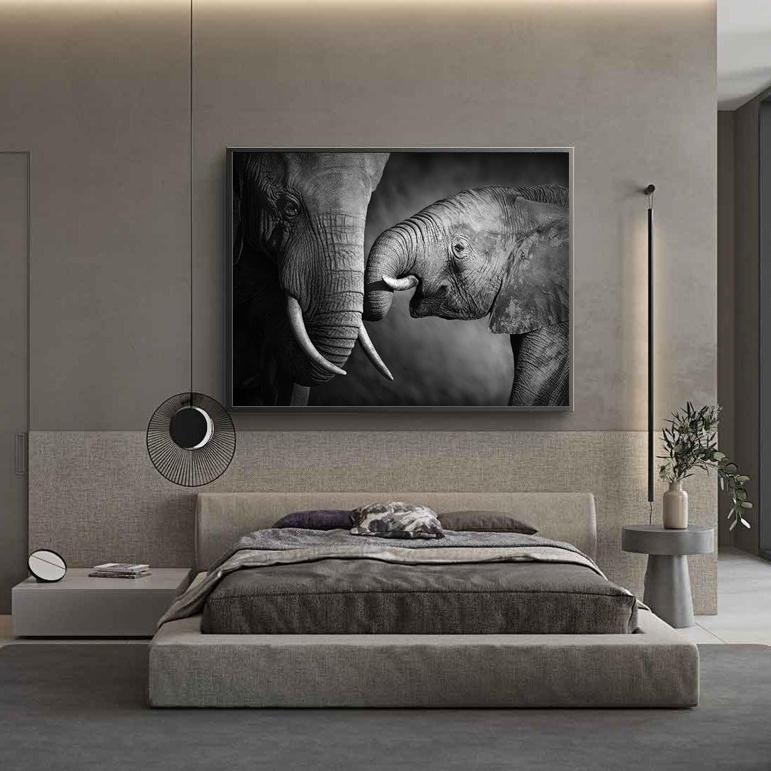 Tablou Canvas - Elefanti alb-negru