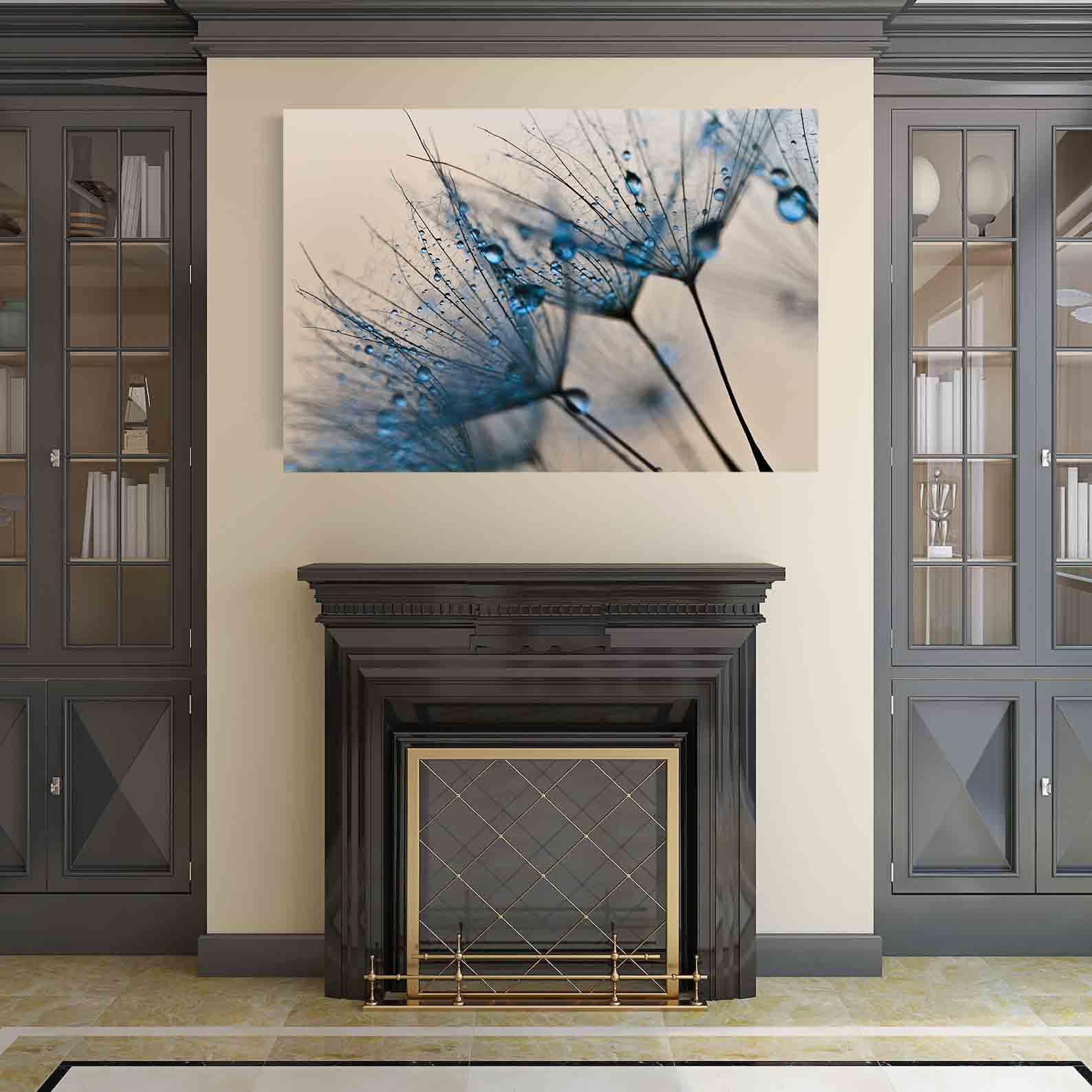 Peinture sur toile - Fleur avec gouttes d'eau