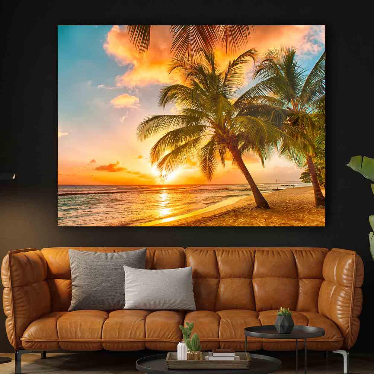 Tablou Canvas - Palmieri tropicali pe plaja