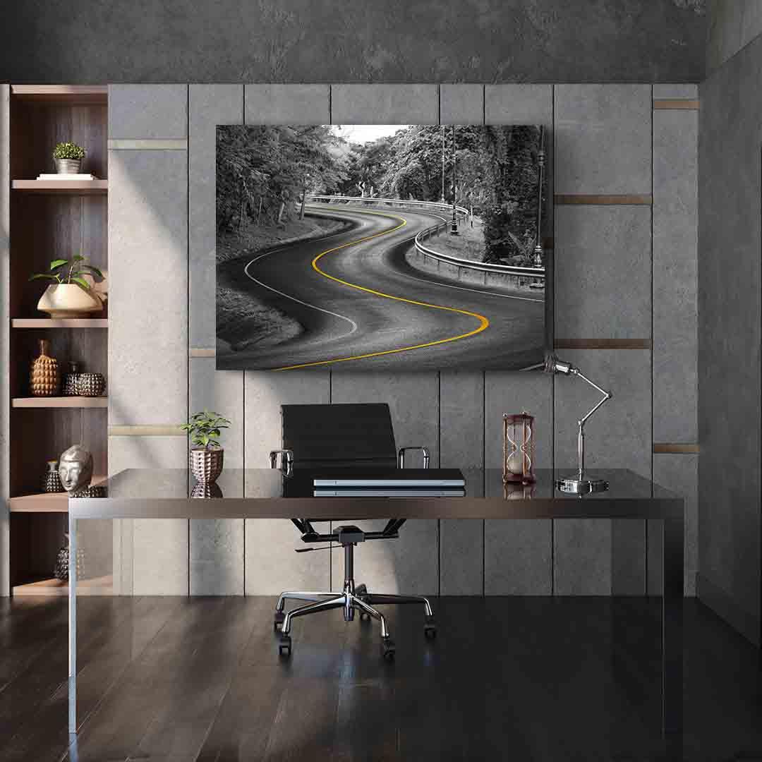Peinture sur toile - Courbe jaune