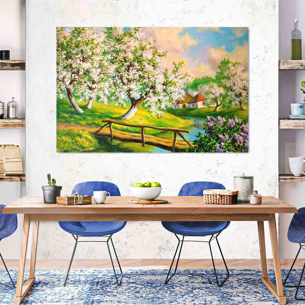 Peinture sur toile - Jardin de fleurs printanières