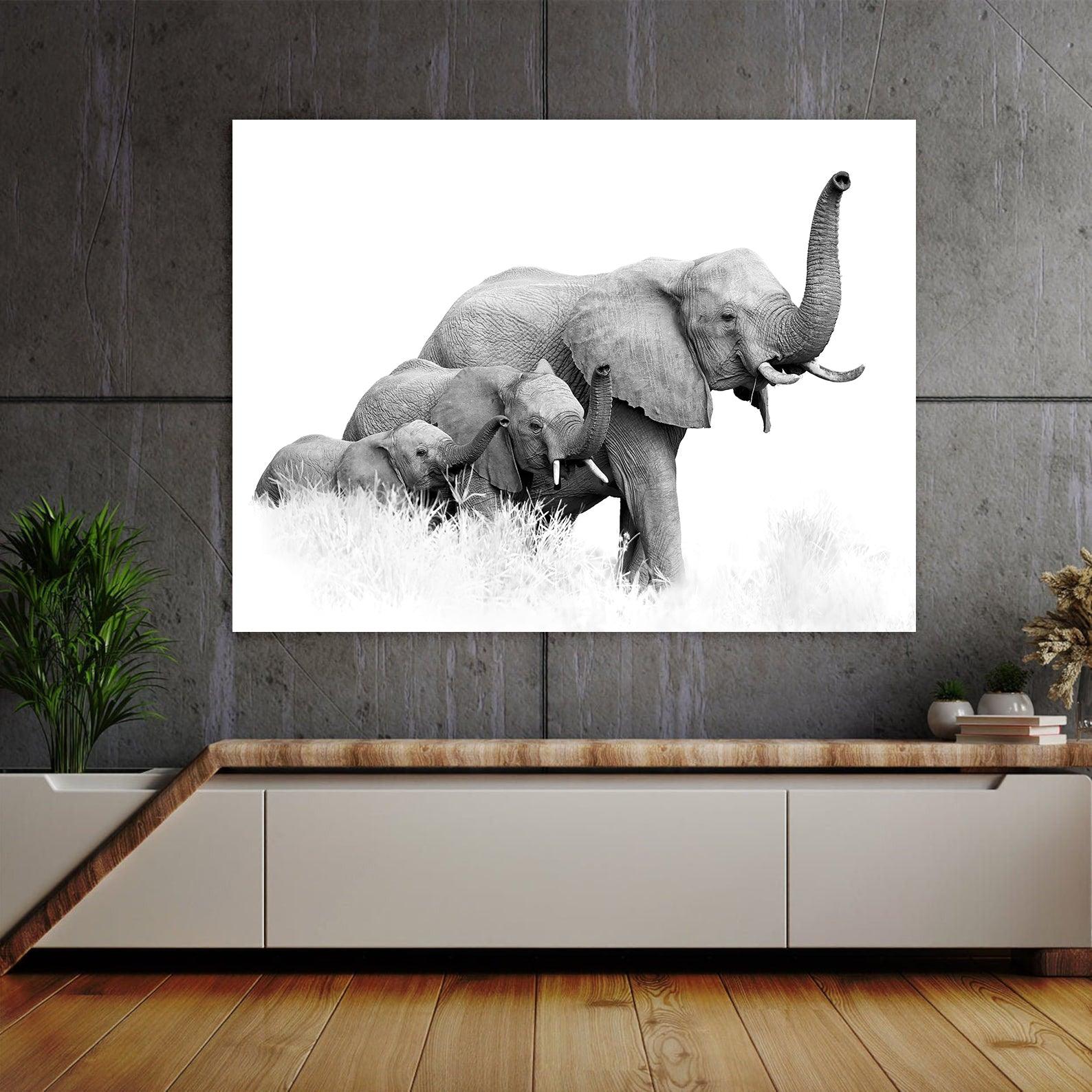 Tablou Canvas - Trei elefanti