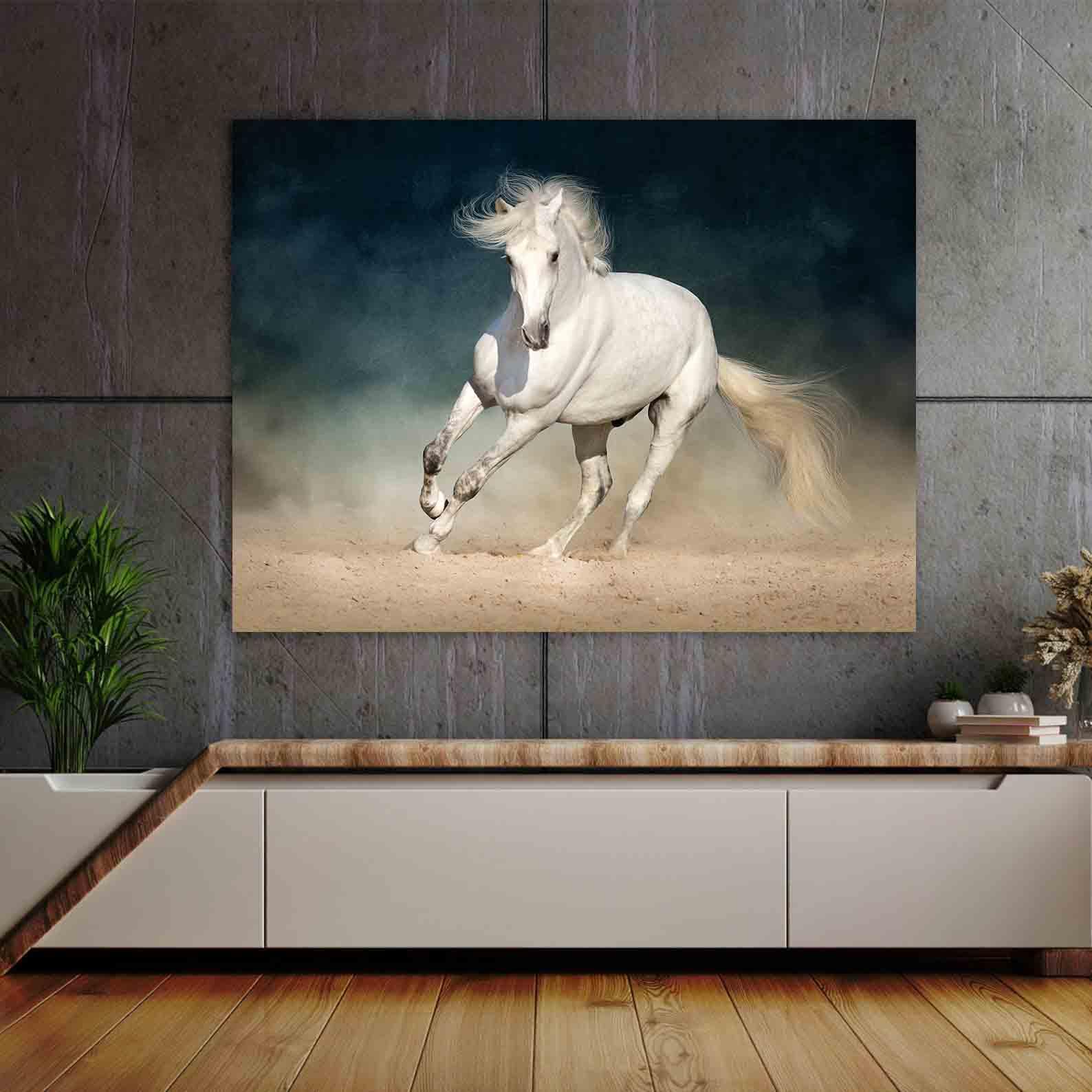 Tablou Canvas - Cal alb alergand