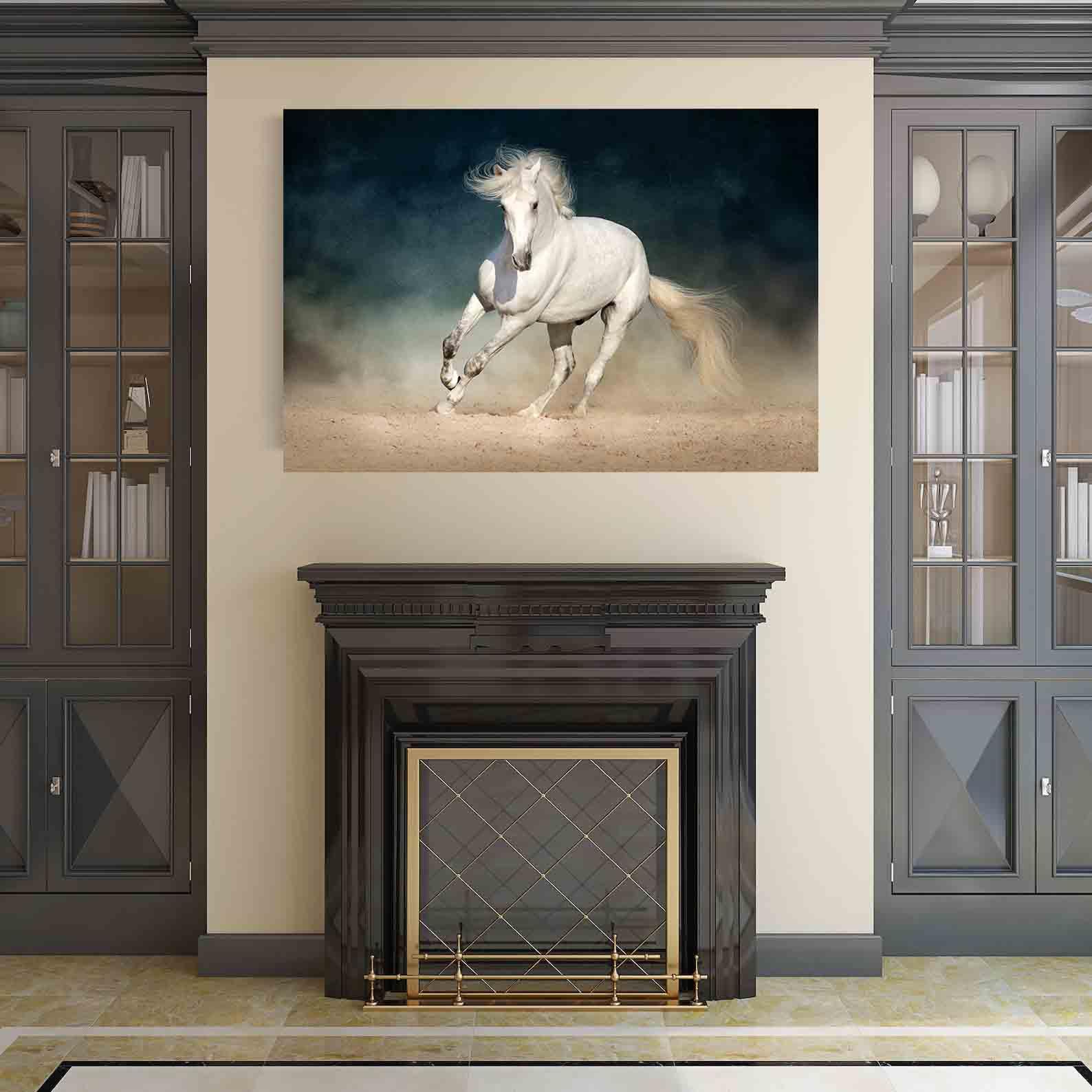 Tablou Canvas - Cal alb alergand