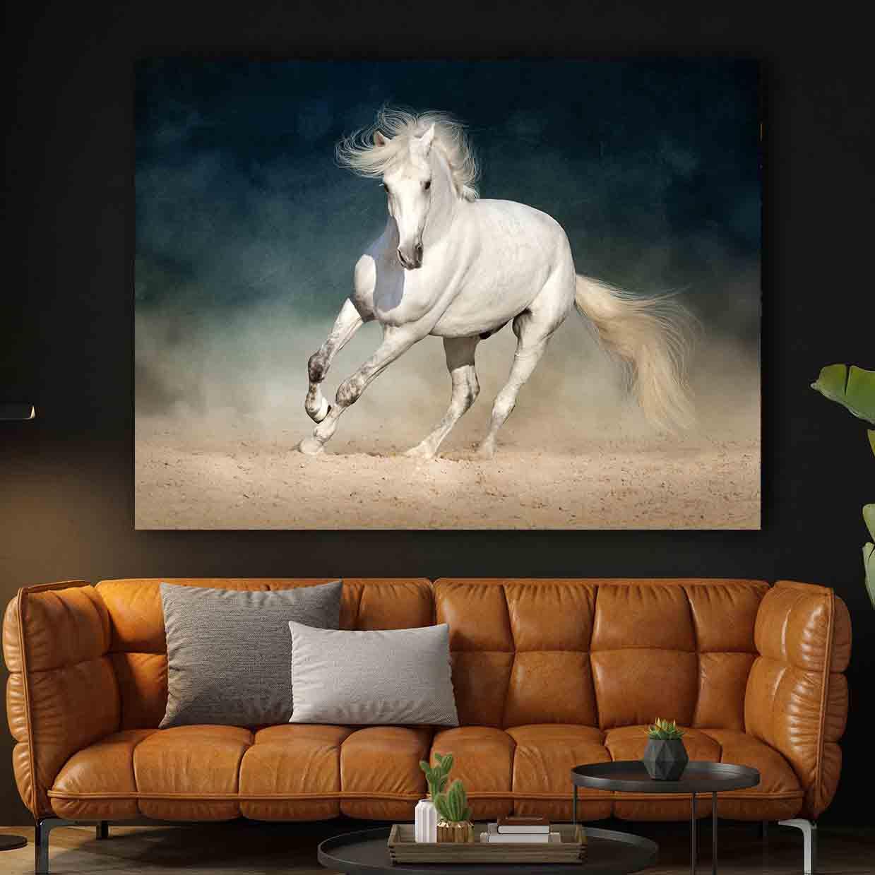 Tablou Canvas - Cal alb alergand