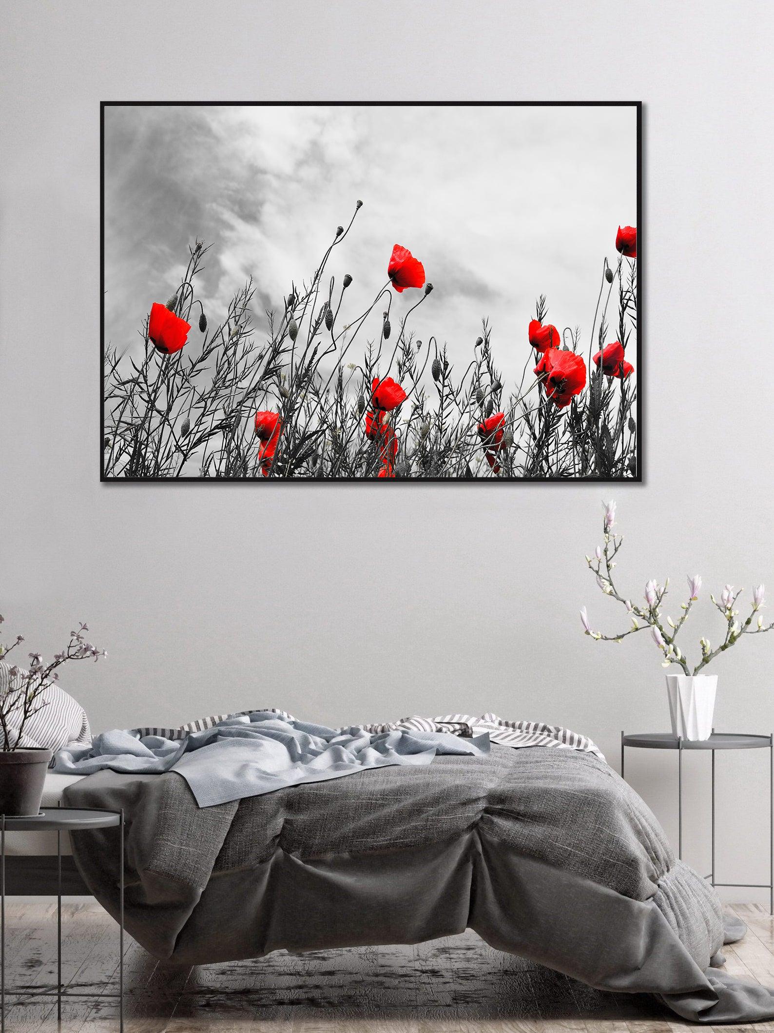Peinture sur toile - Coquelicots rouges
