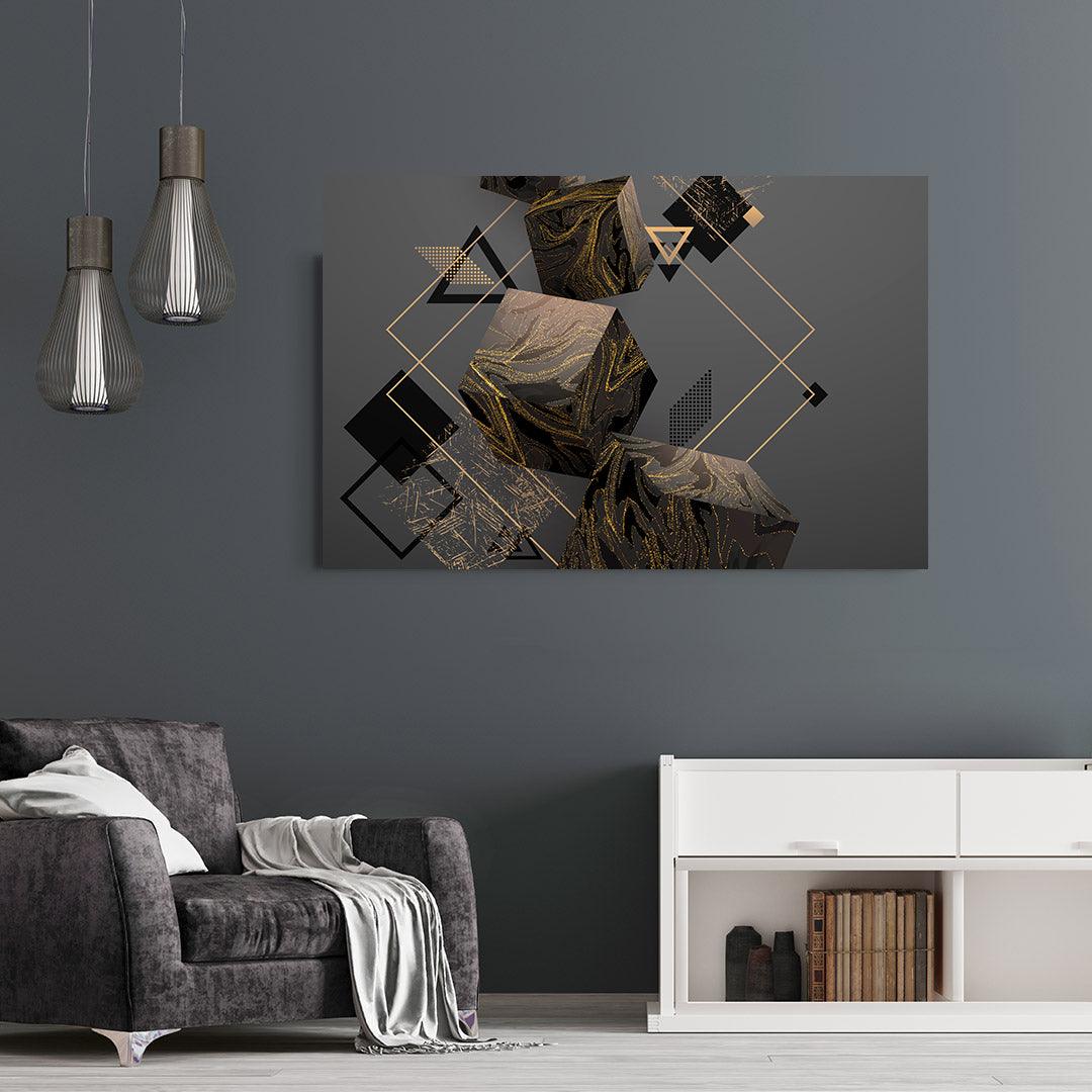 Tablou Canvas - Cub auriu si negru