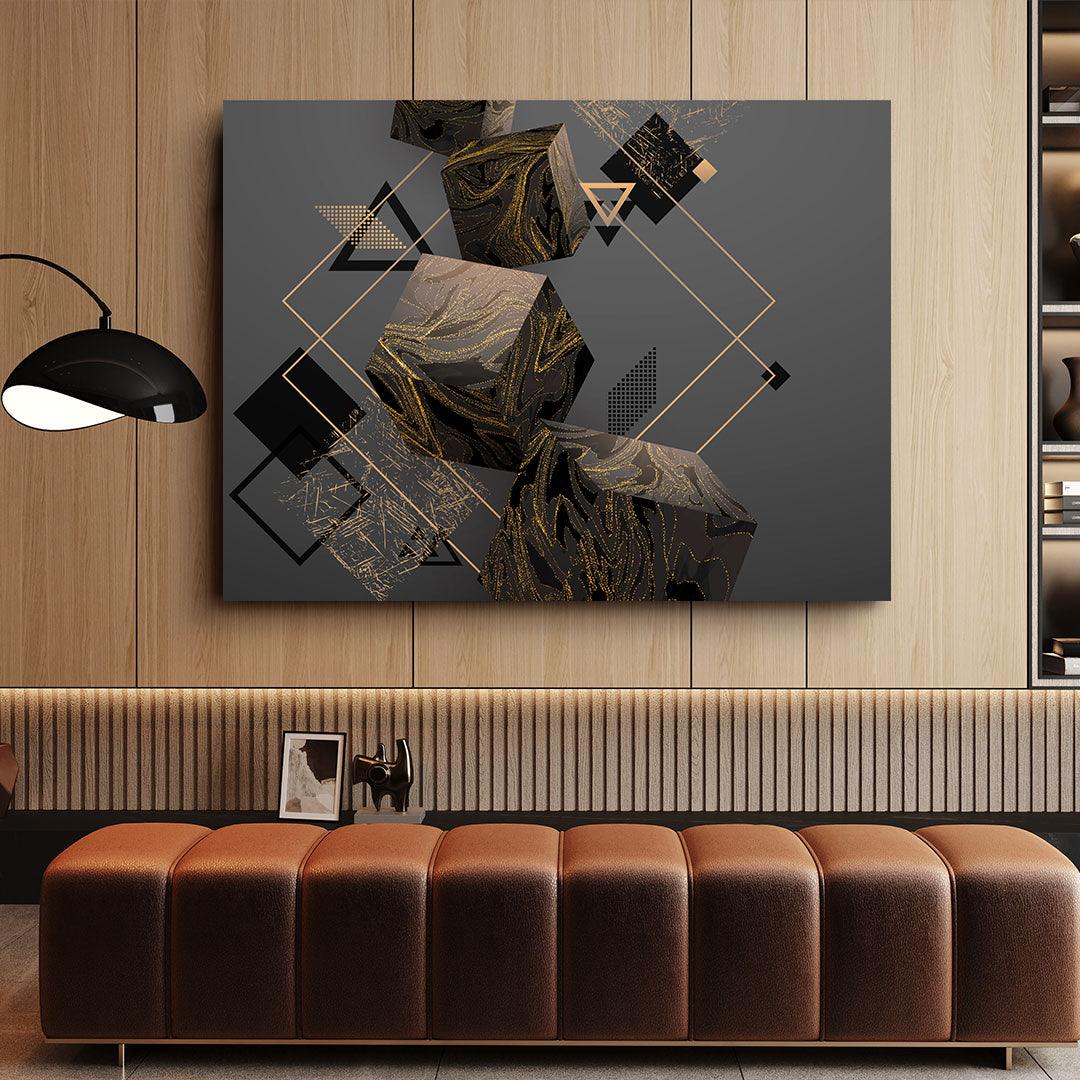 Tablou Canvas - Cub auriu si negru