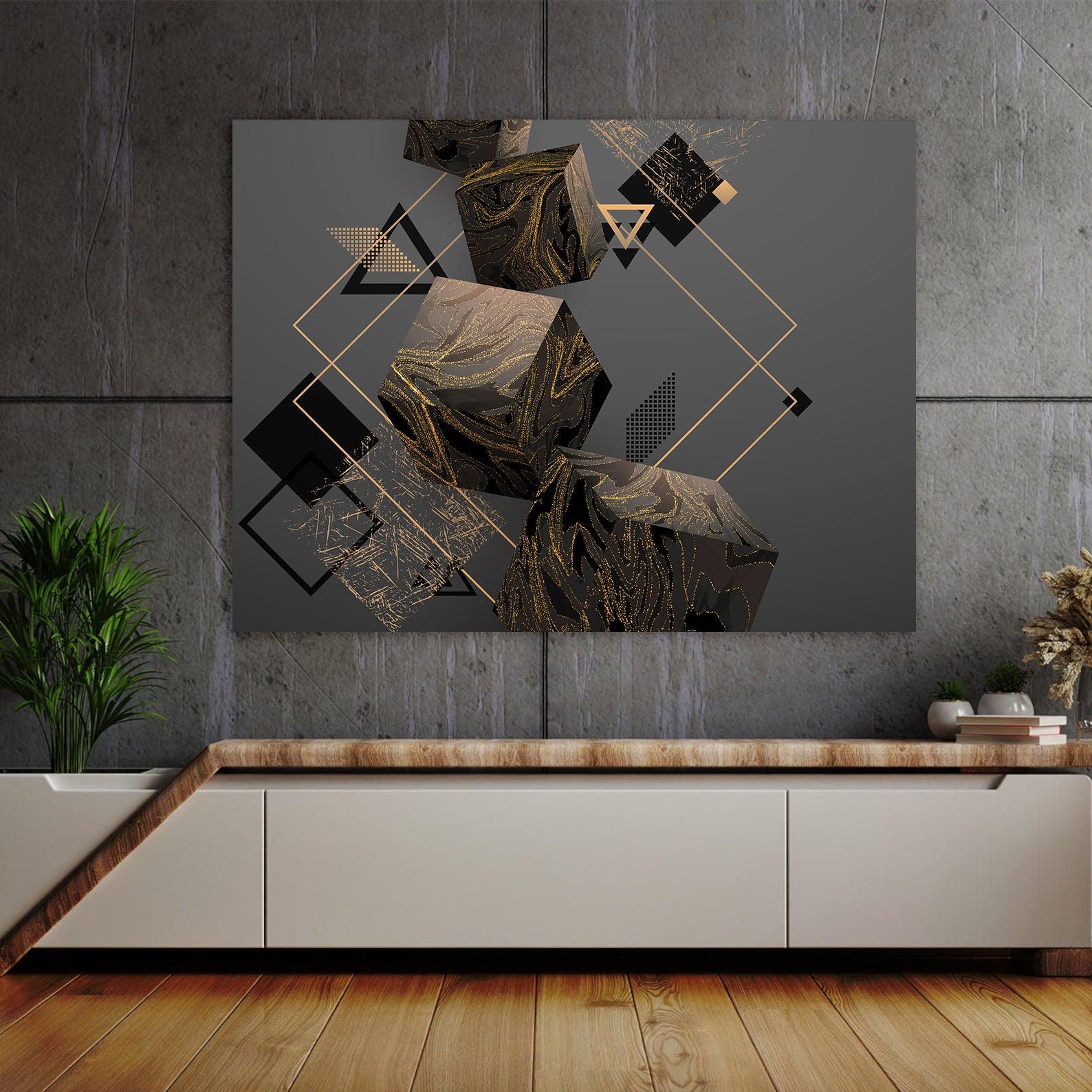 Tablou Canvas - Cub auriu si negru
