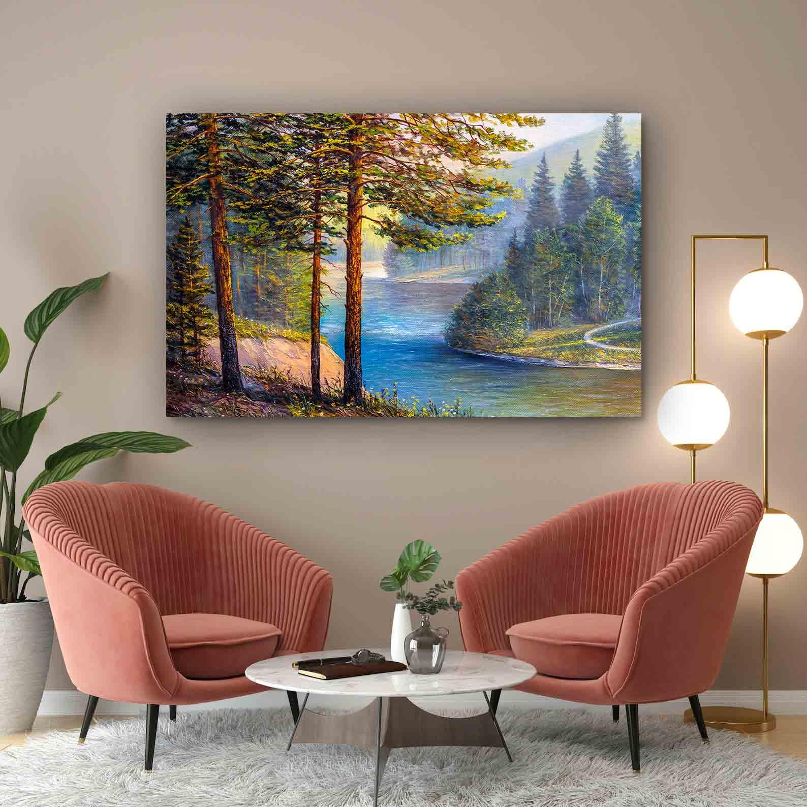 Peinture sur toile - Paysage naturel d'été