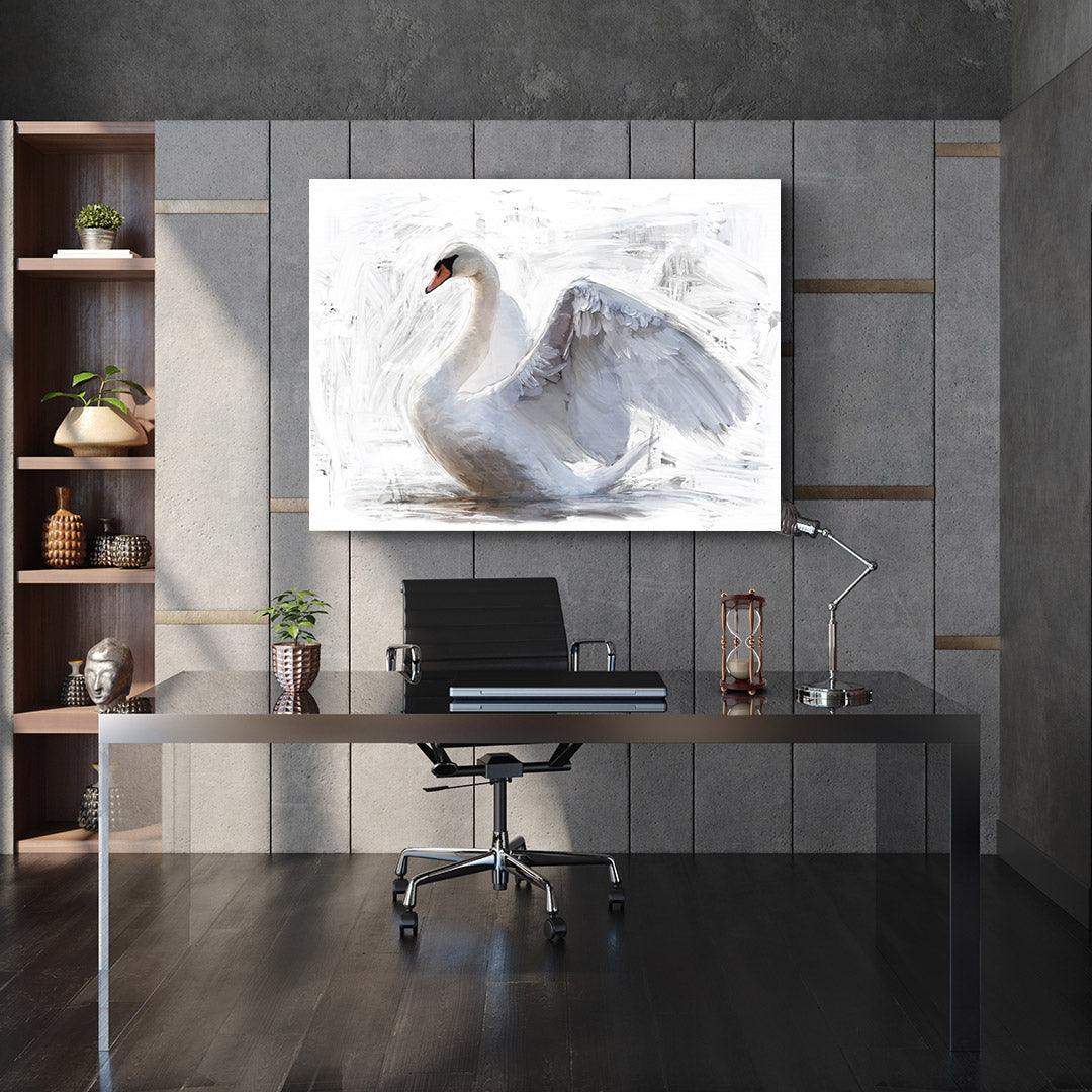 Peinture sur toile - Cygne blanc