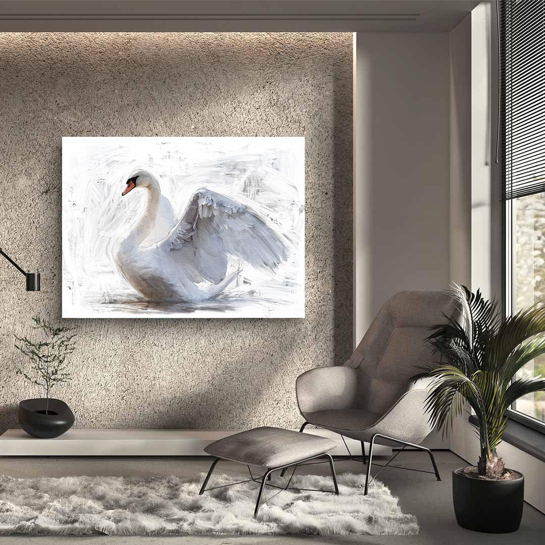 Peinture sur toile - Cygne blanc
