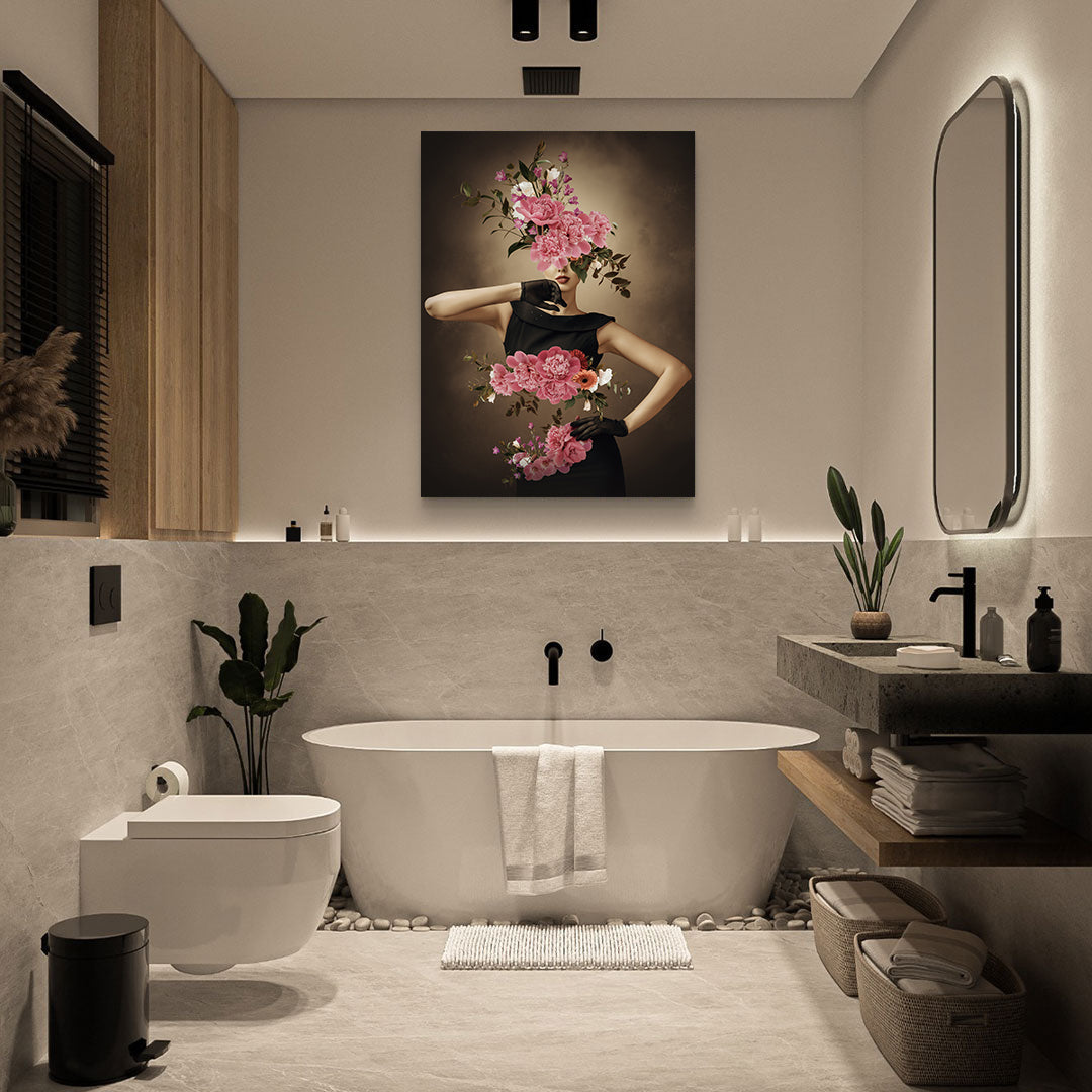 Peinture sur toile - Femme aux fleurs