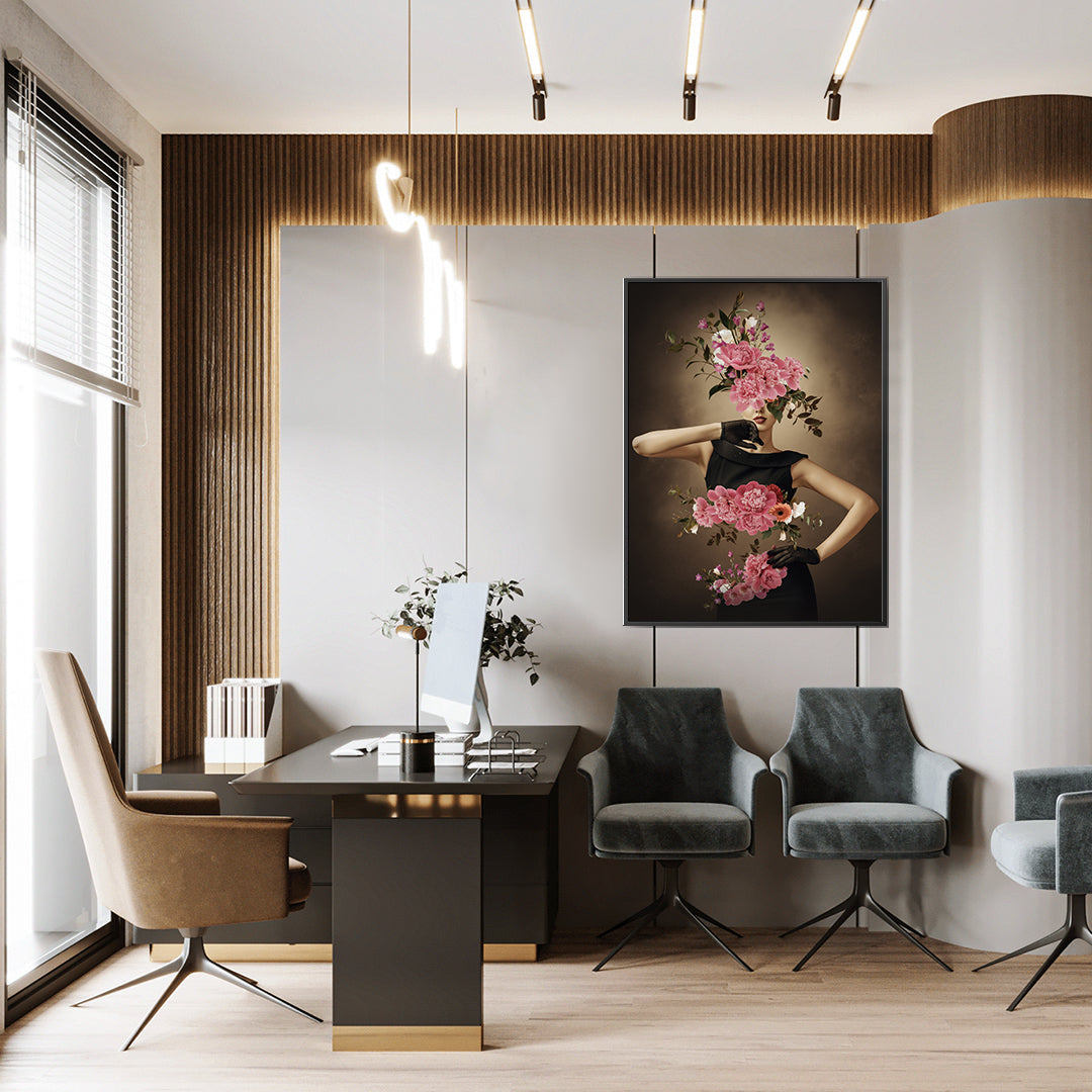 Peinture sur toile - Femme aux fleurs