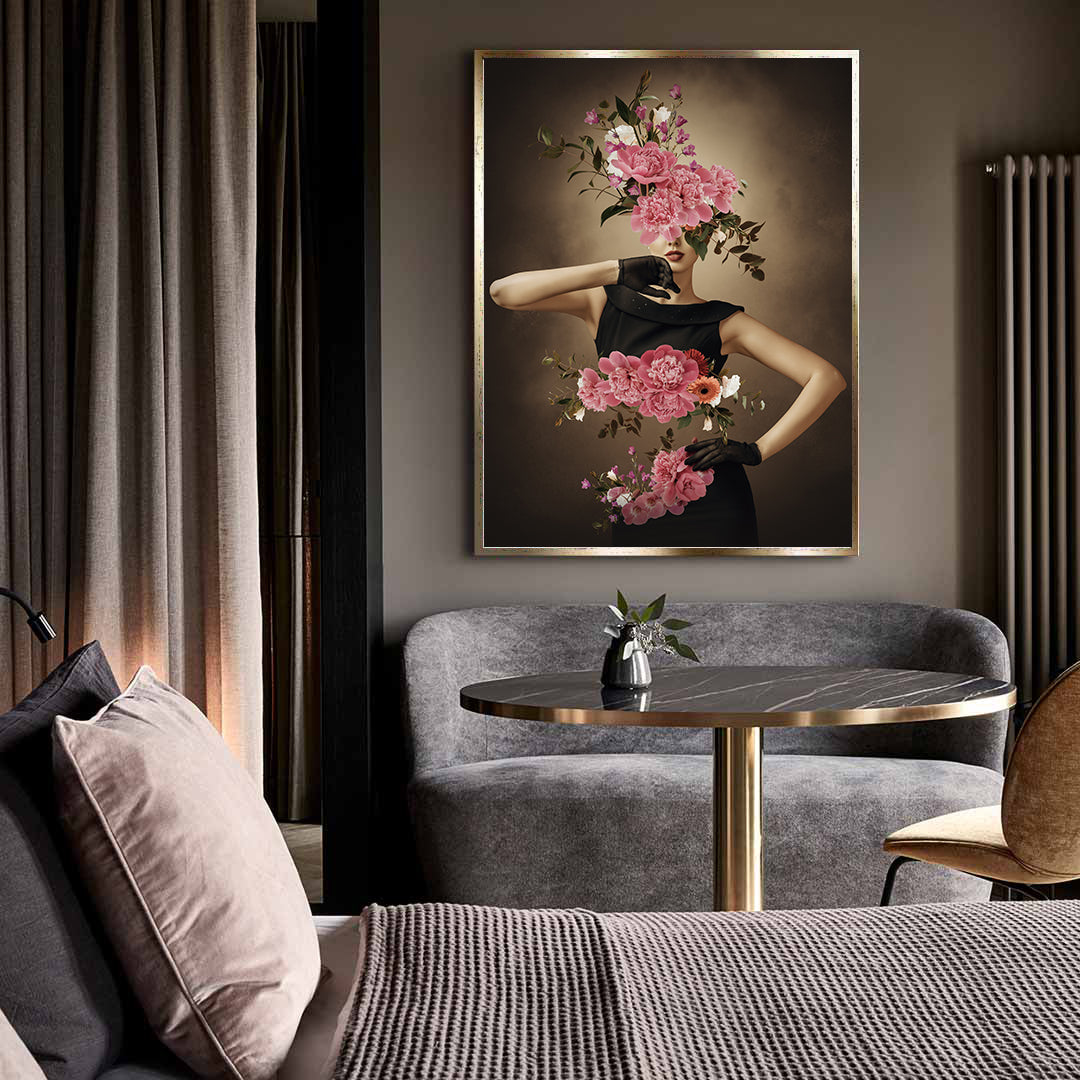 Peinture sur toile - Femme aux fleurs