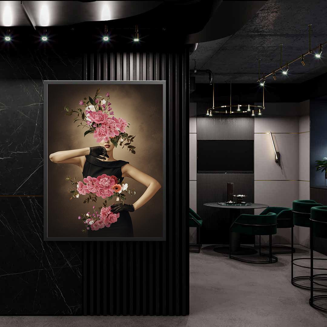 Peinture sur toile - Femme aux fleurs