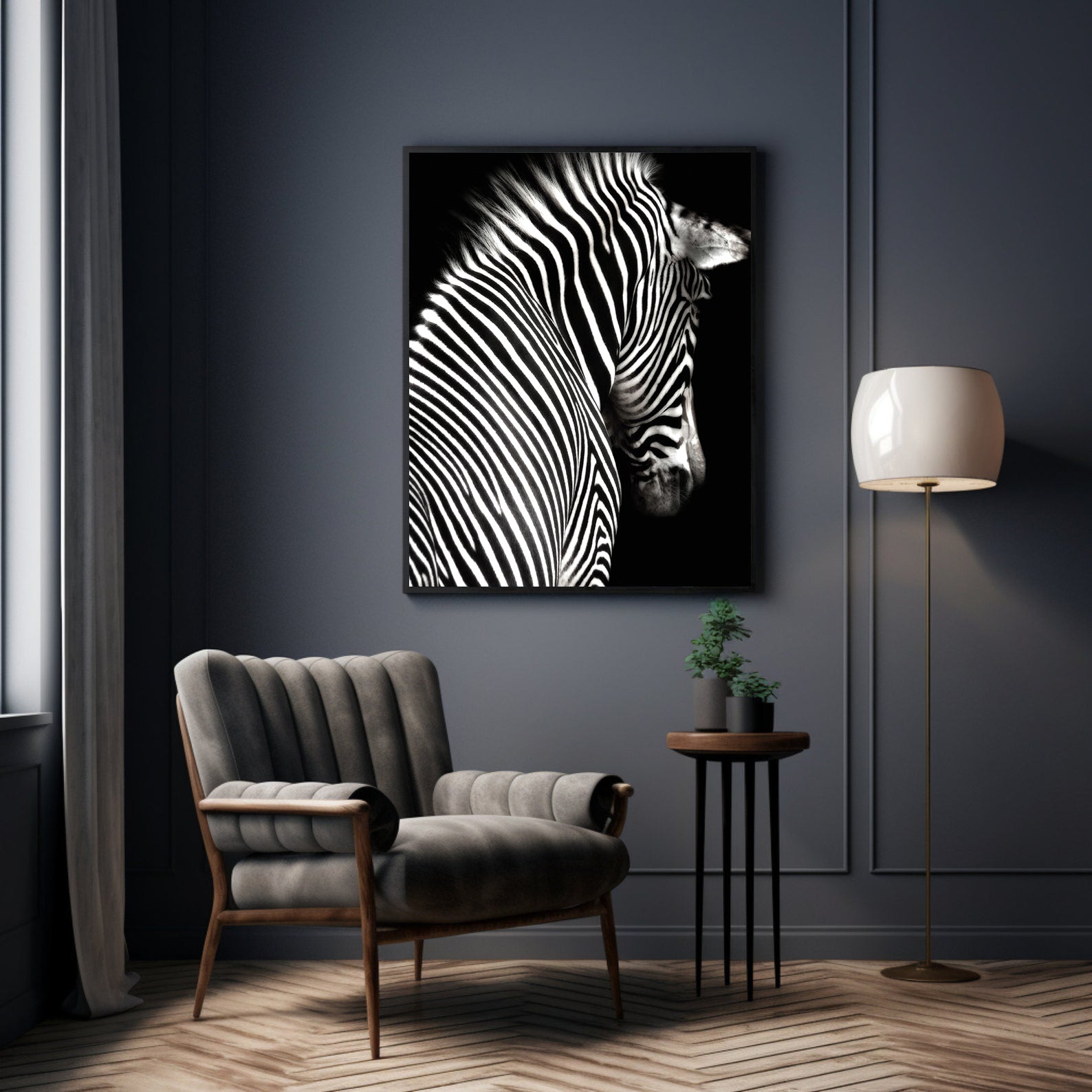 Tableau sur toile - Zèbre noir et blanc