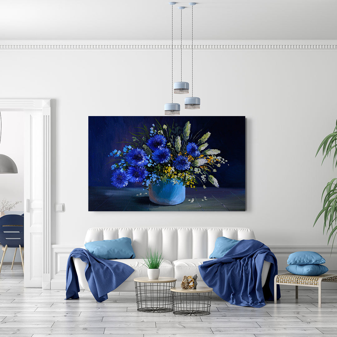 Tablou Canvas - Flori albastre