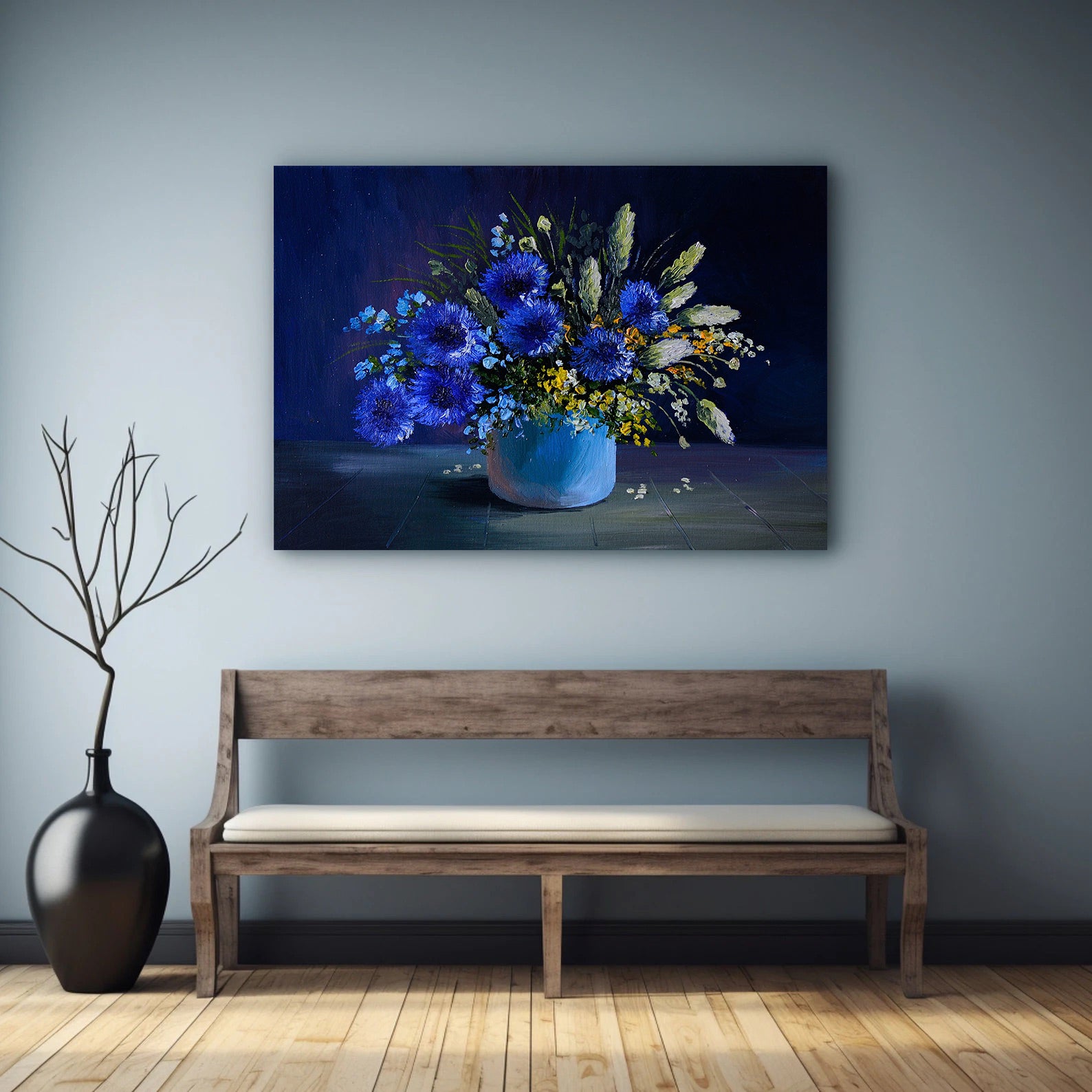 Tablou Canvas - Flori albastre