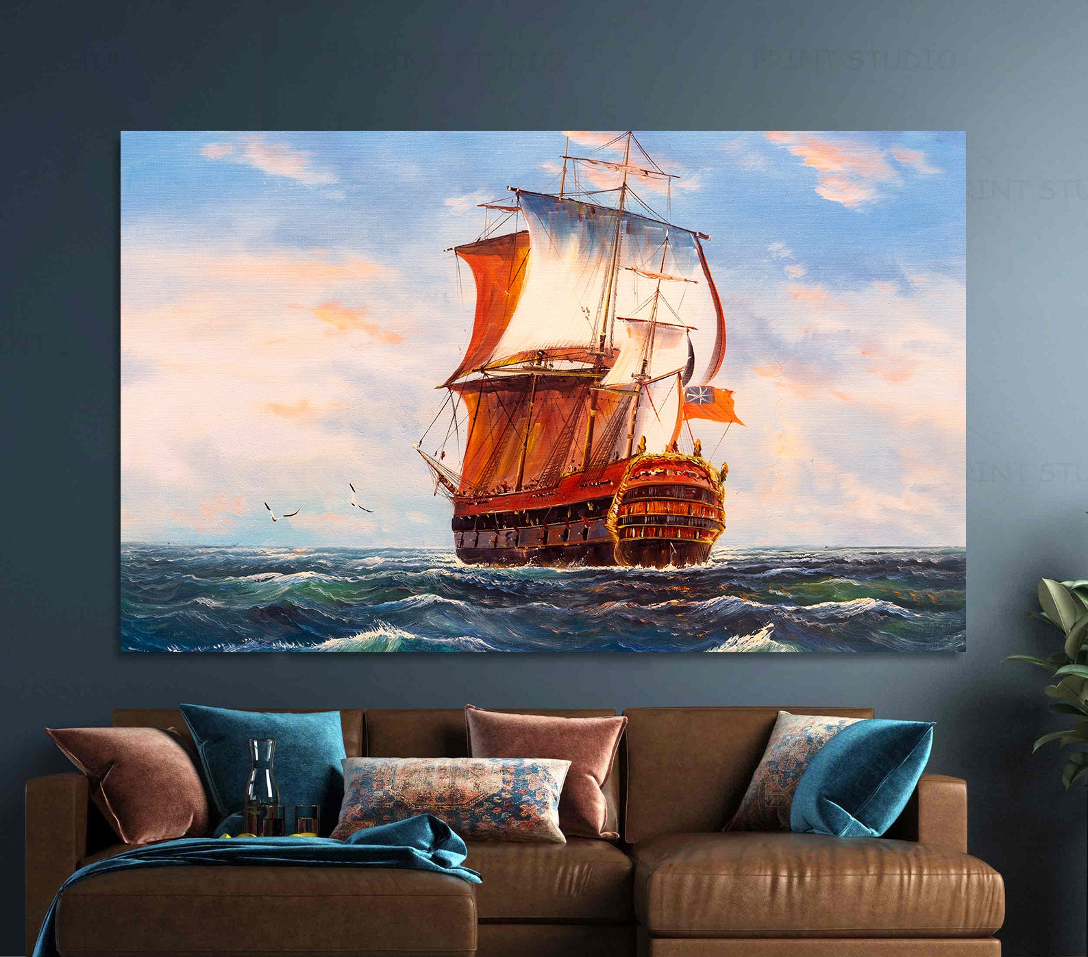 Peinture sur toile - Bateau en mer