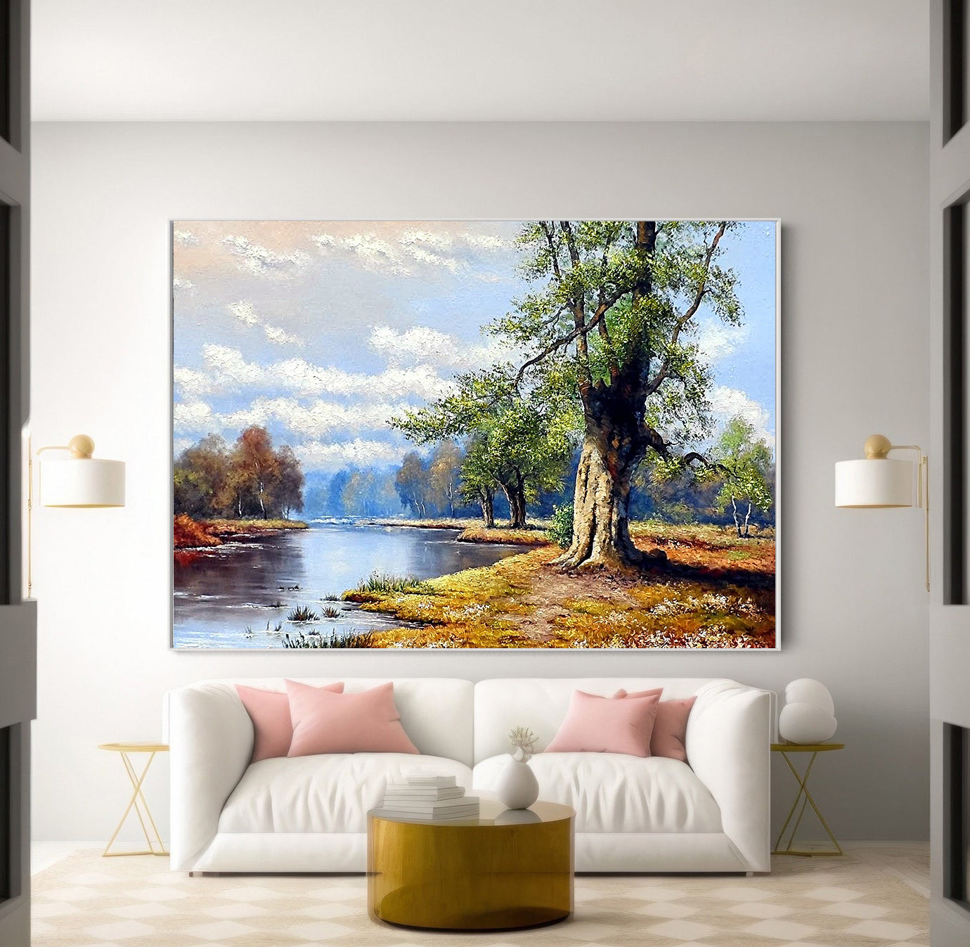 Peinture sur toile - Paysage fluvial