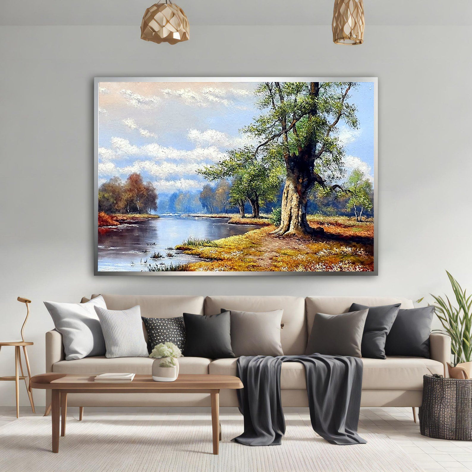 Peinture sur toile - Paysage fluvial