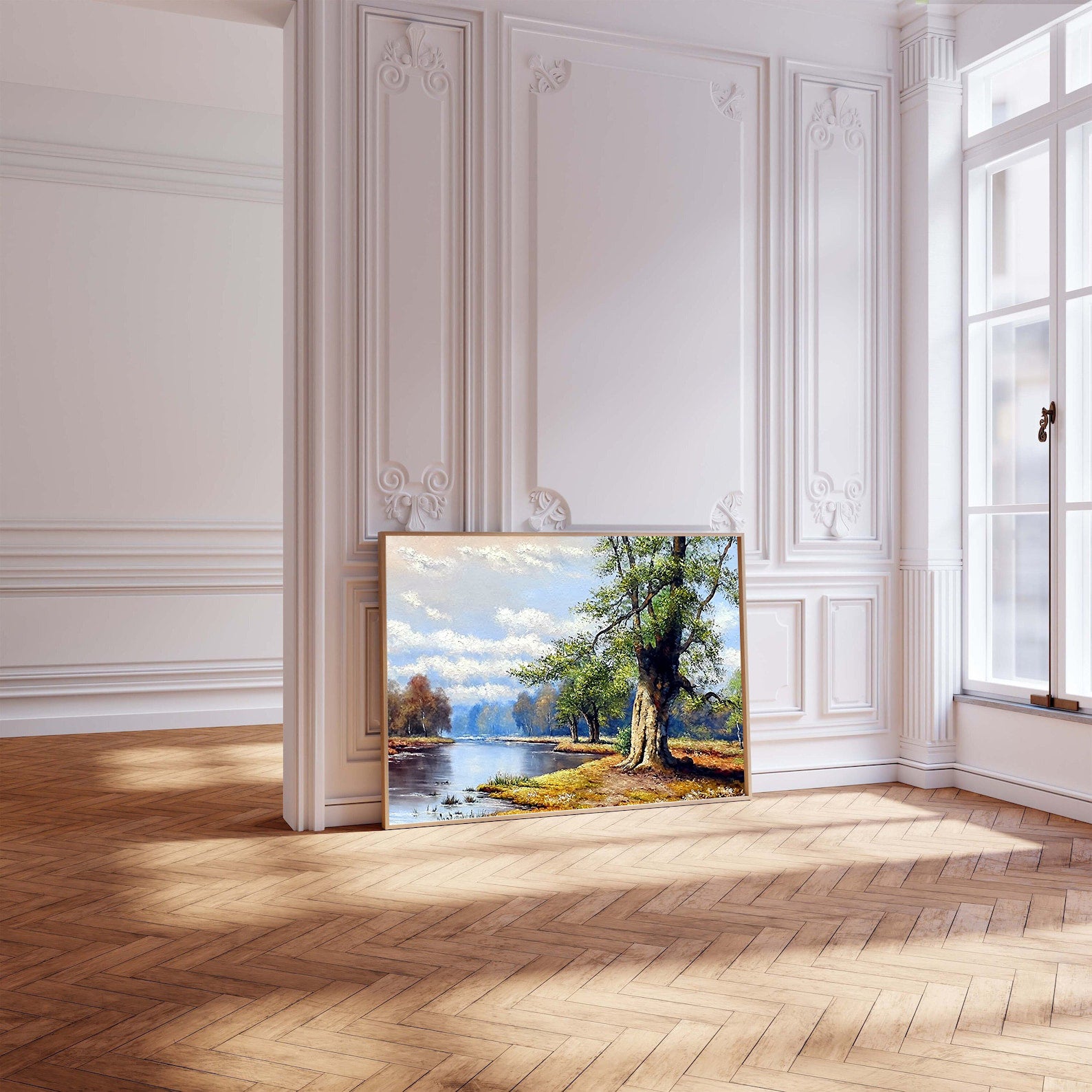 Peinture sur toile - Paysage fluvial