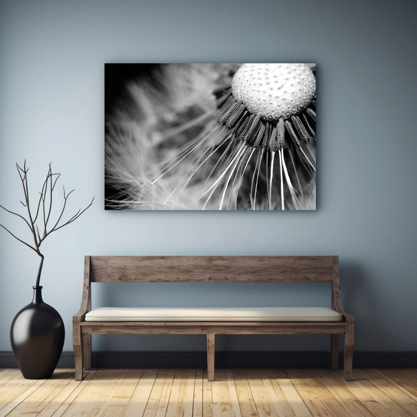 Peinture sur toile - Fleur en noir et blanc
