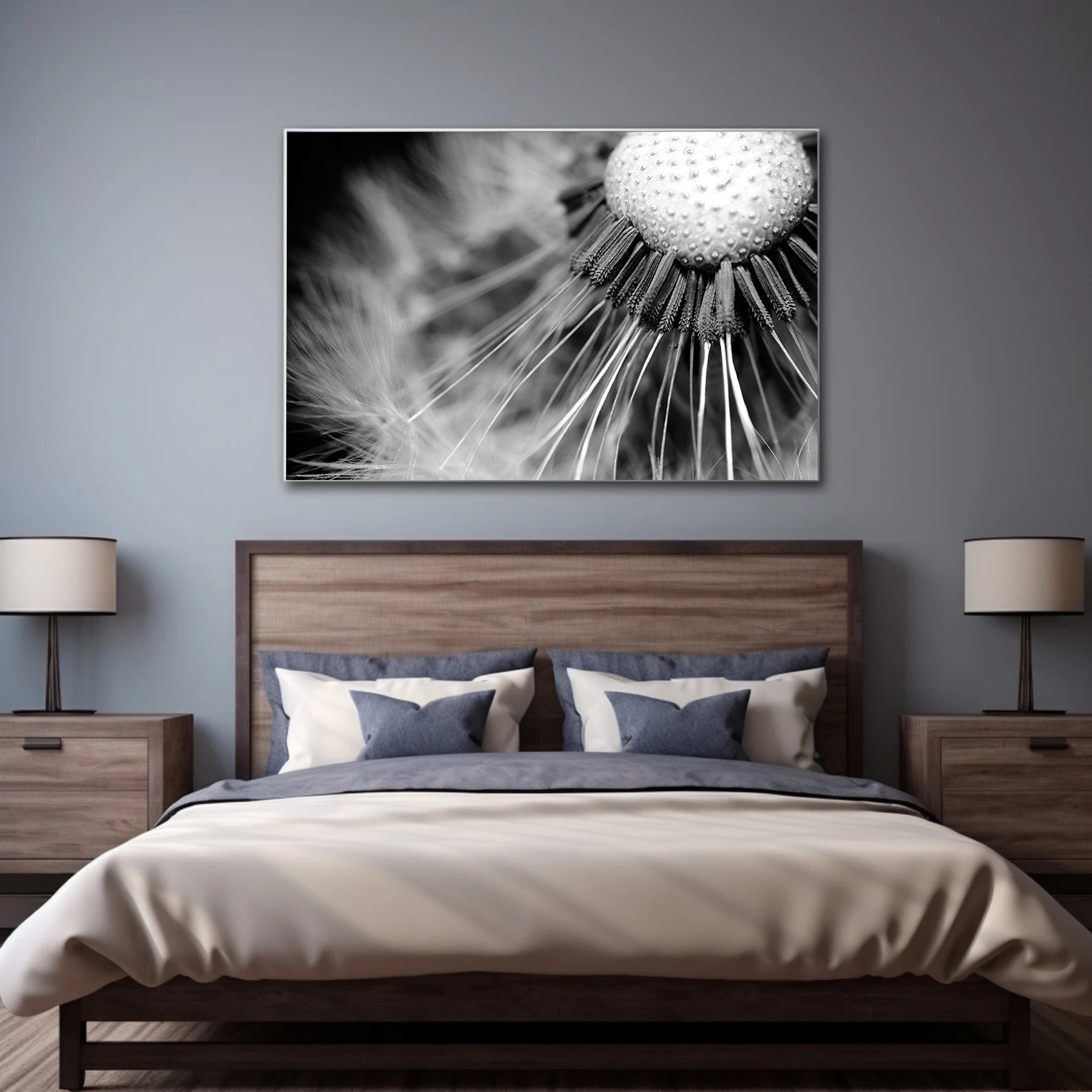 Peinture sur toile - Fleur en noir et blanc