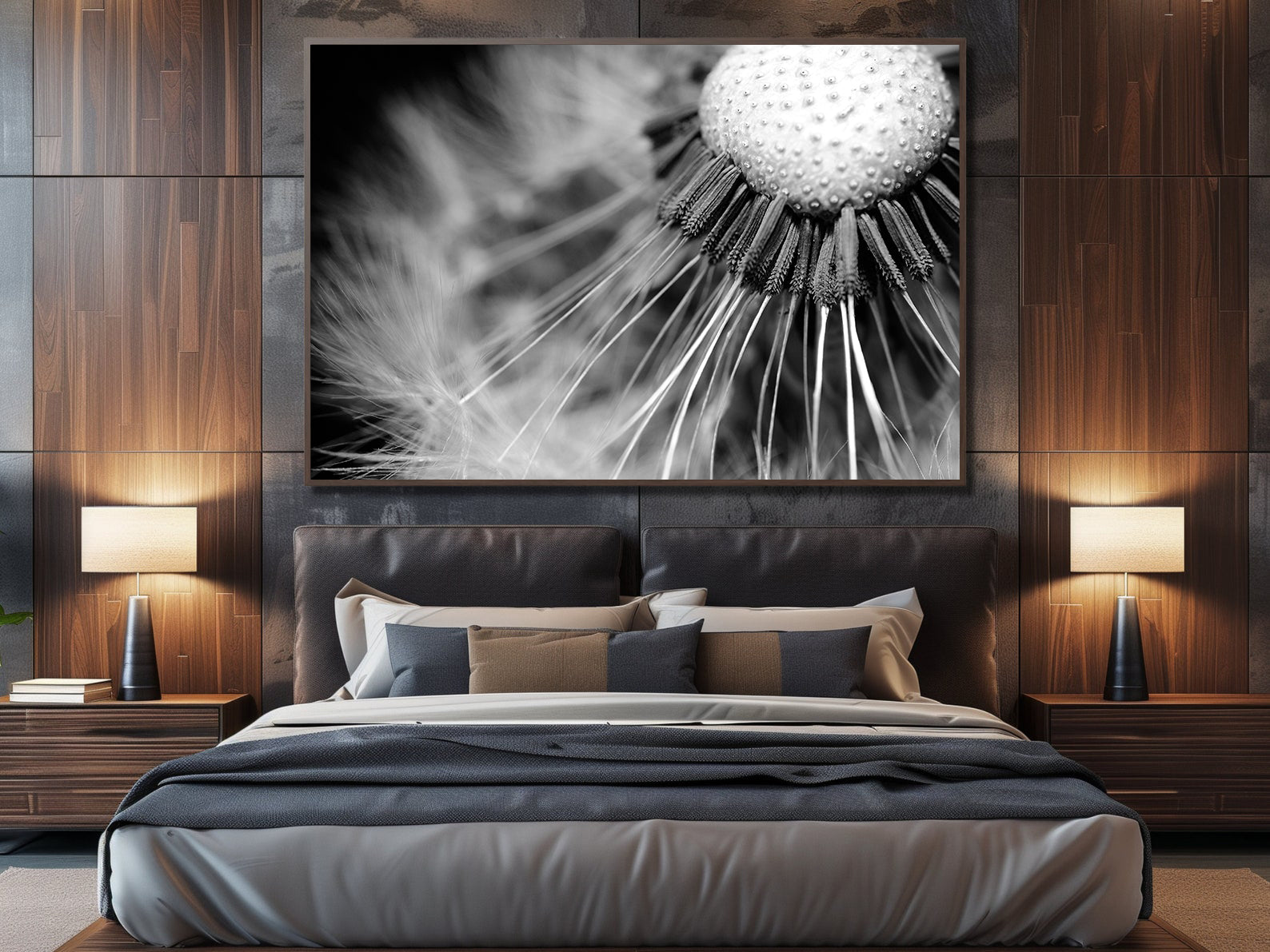 Peinture sur toile - Fleur en noir et blanc