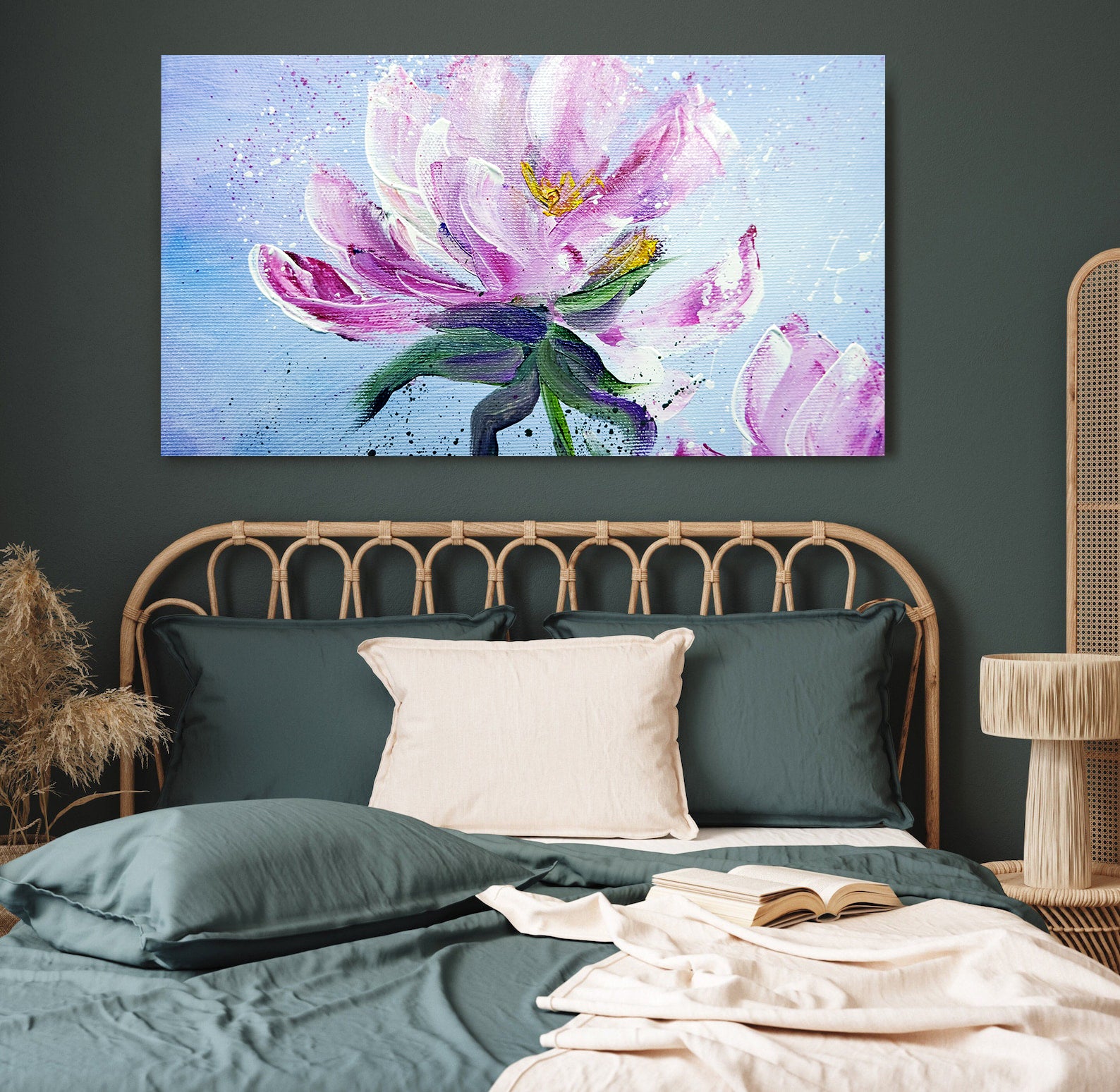 Peinture sur toile - Fleur rose