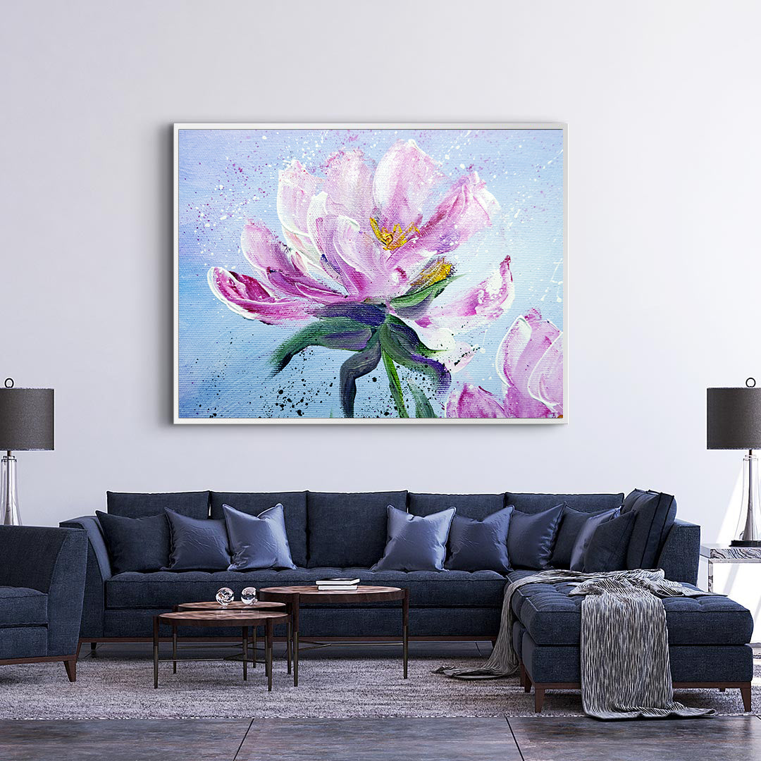 Peinture sur toile - Fleur rose